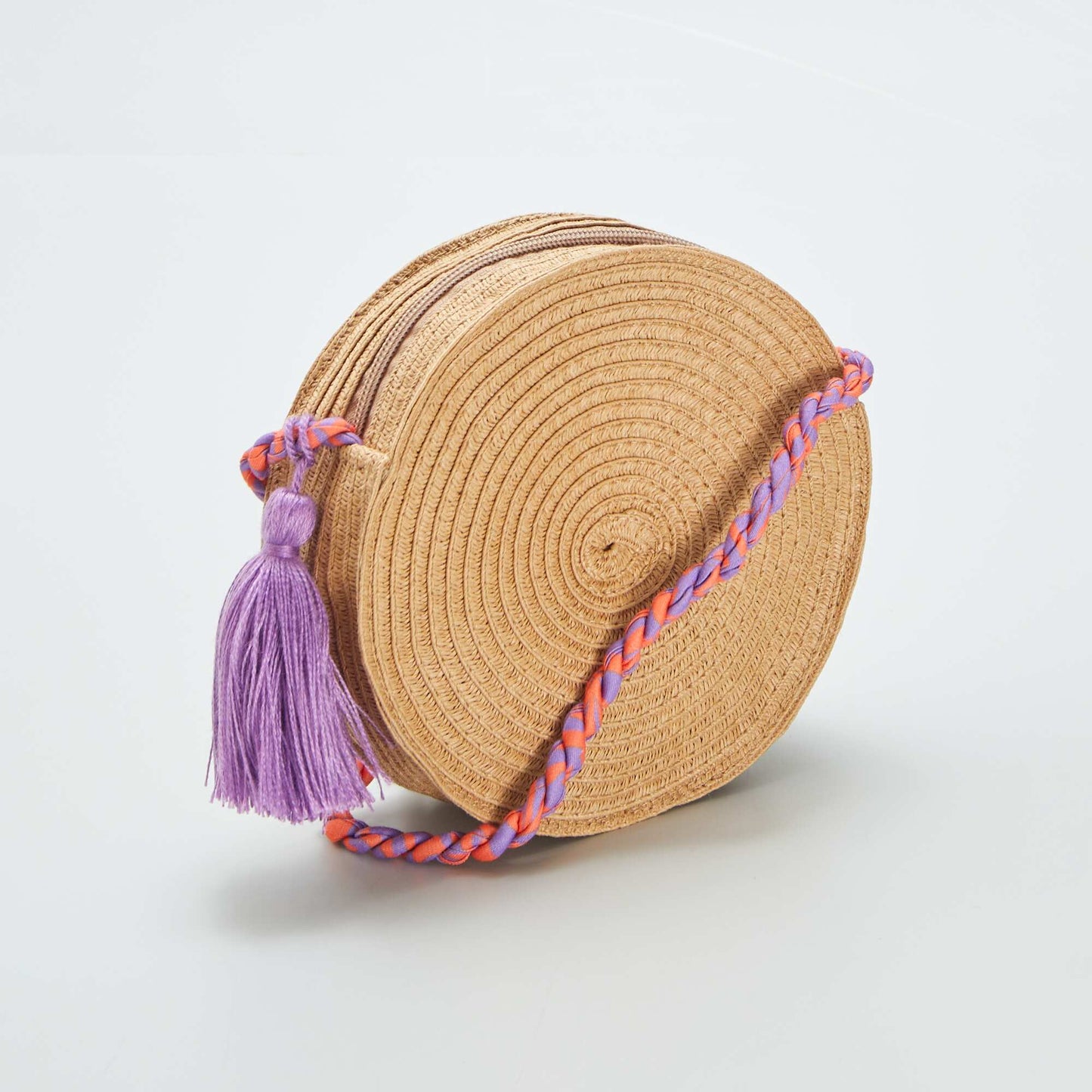 Round straw bag ORANGE