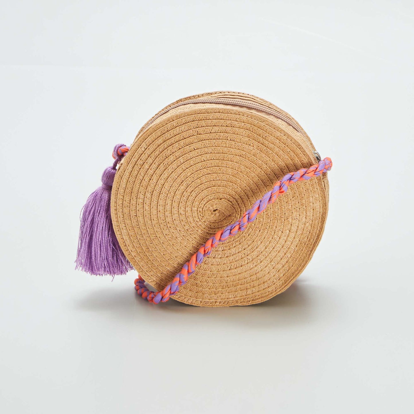 Round straw bag ORANGE