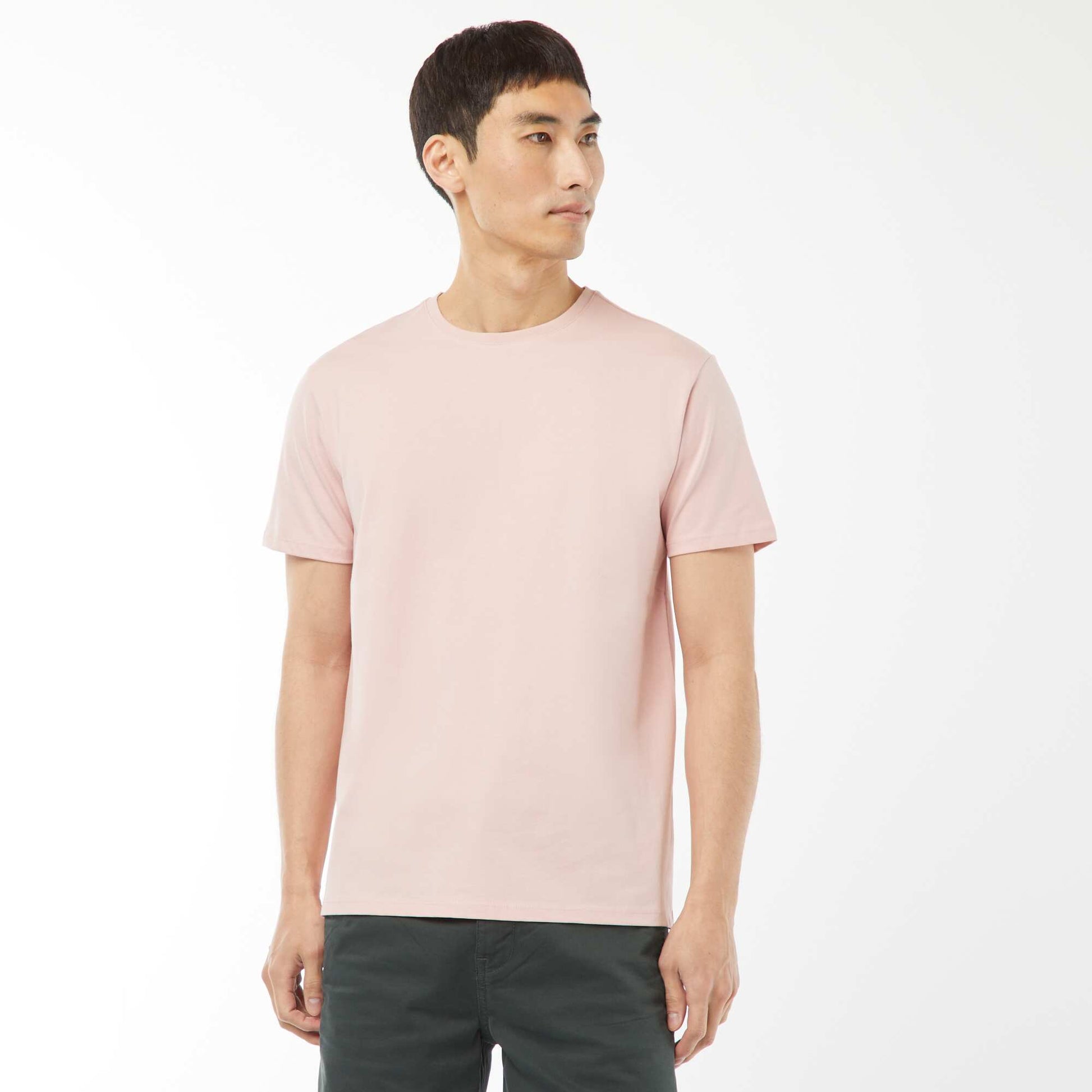 Round-neck cotton T-shirt PINK