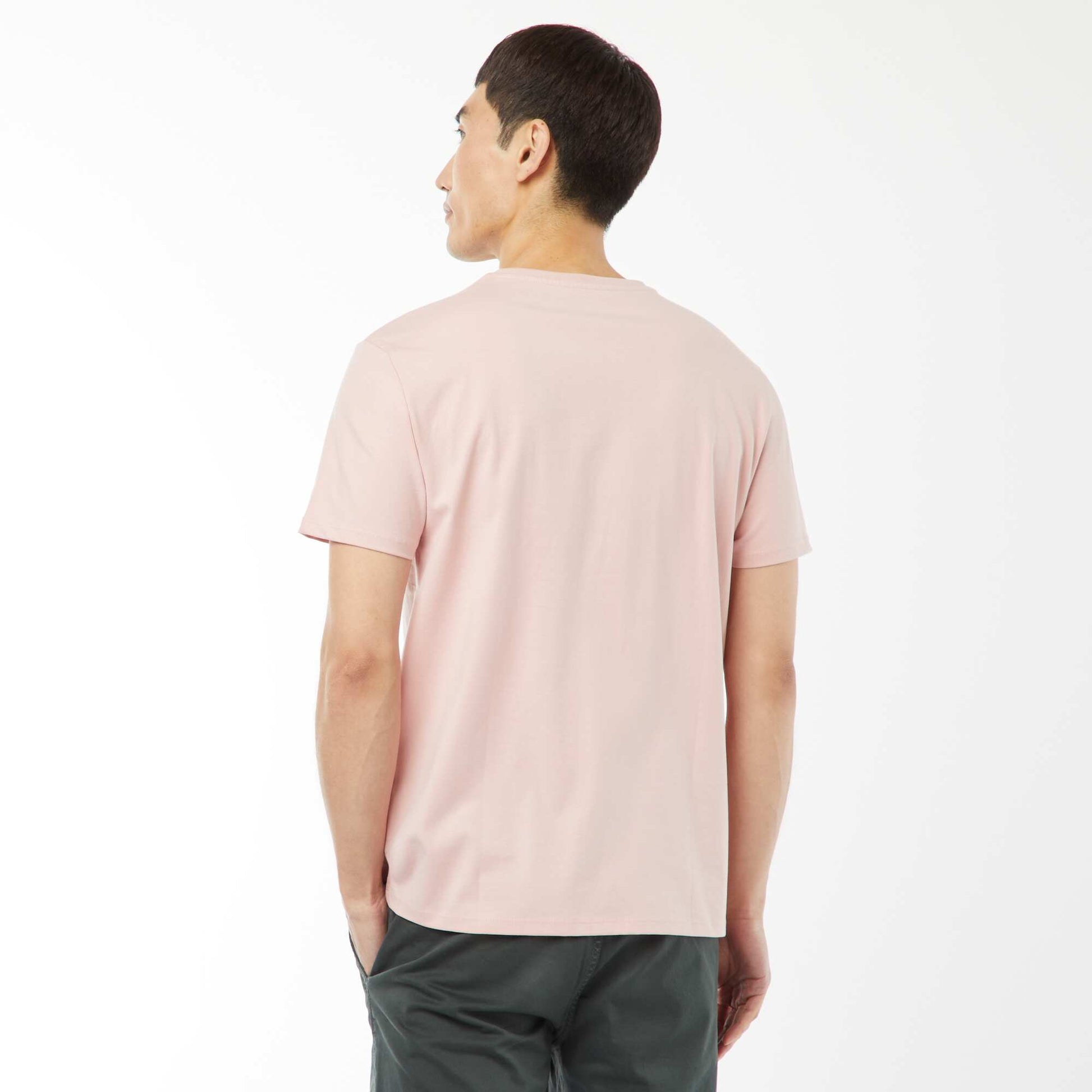 Round-neck cotton T-shirt PINK