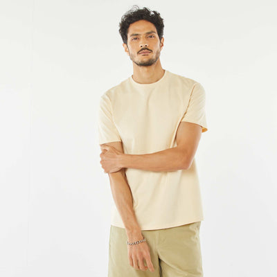 Round-neck cotton T-shirt BEIGE