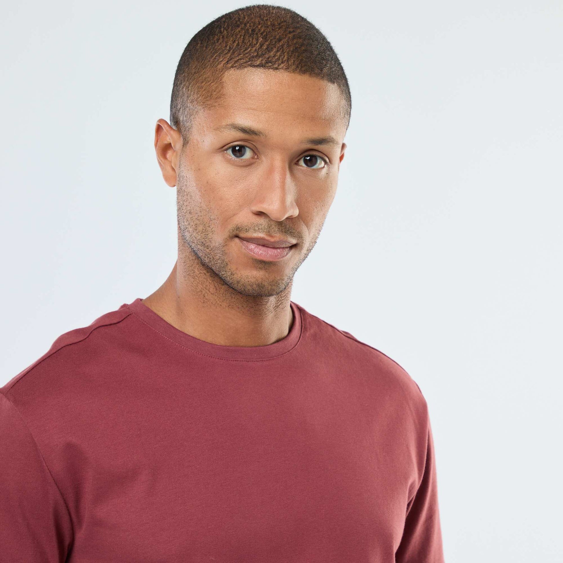 Round-neck cotton T-shirt RED
