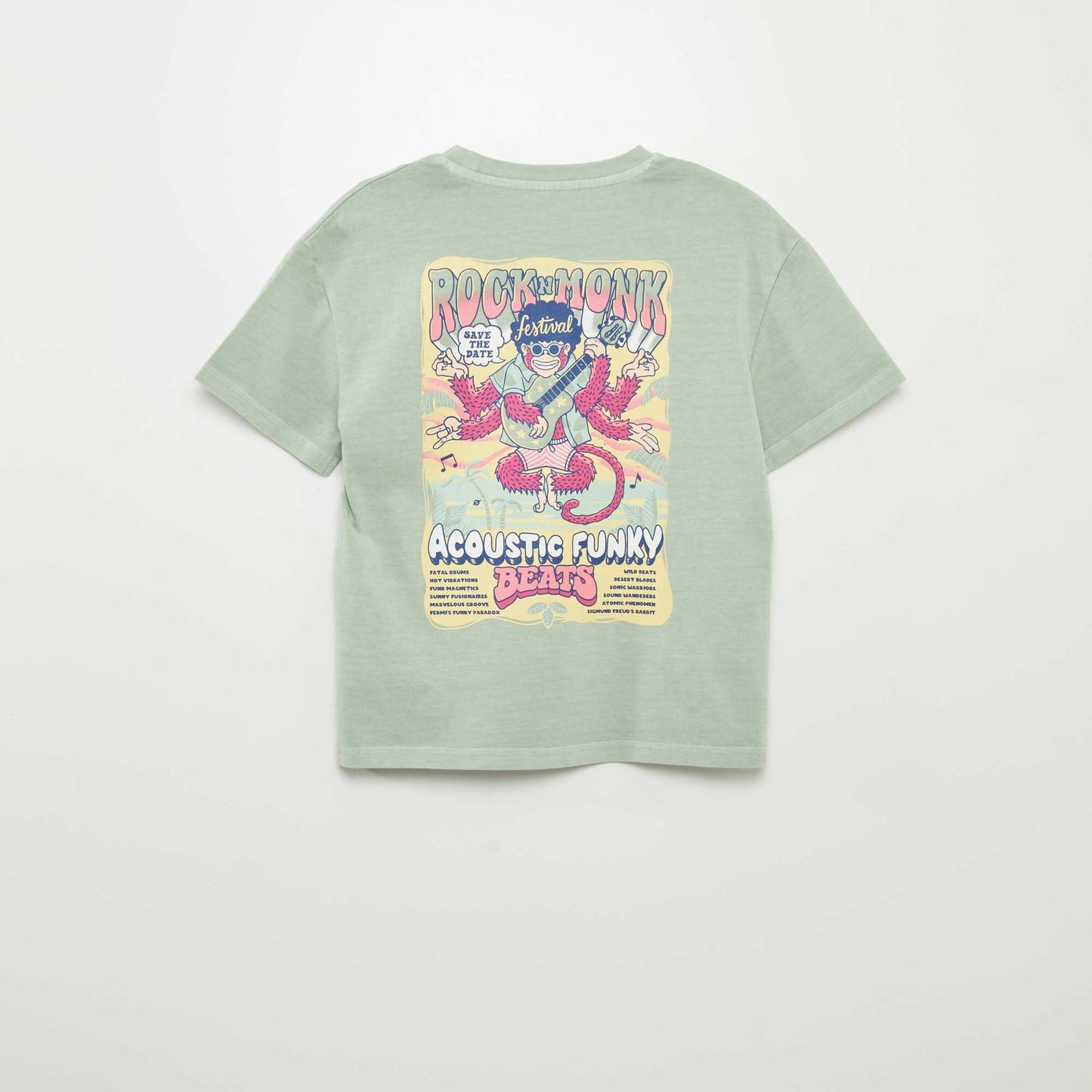 Short-sleeved T-shirt with a rock festival vibe GREEN