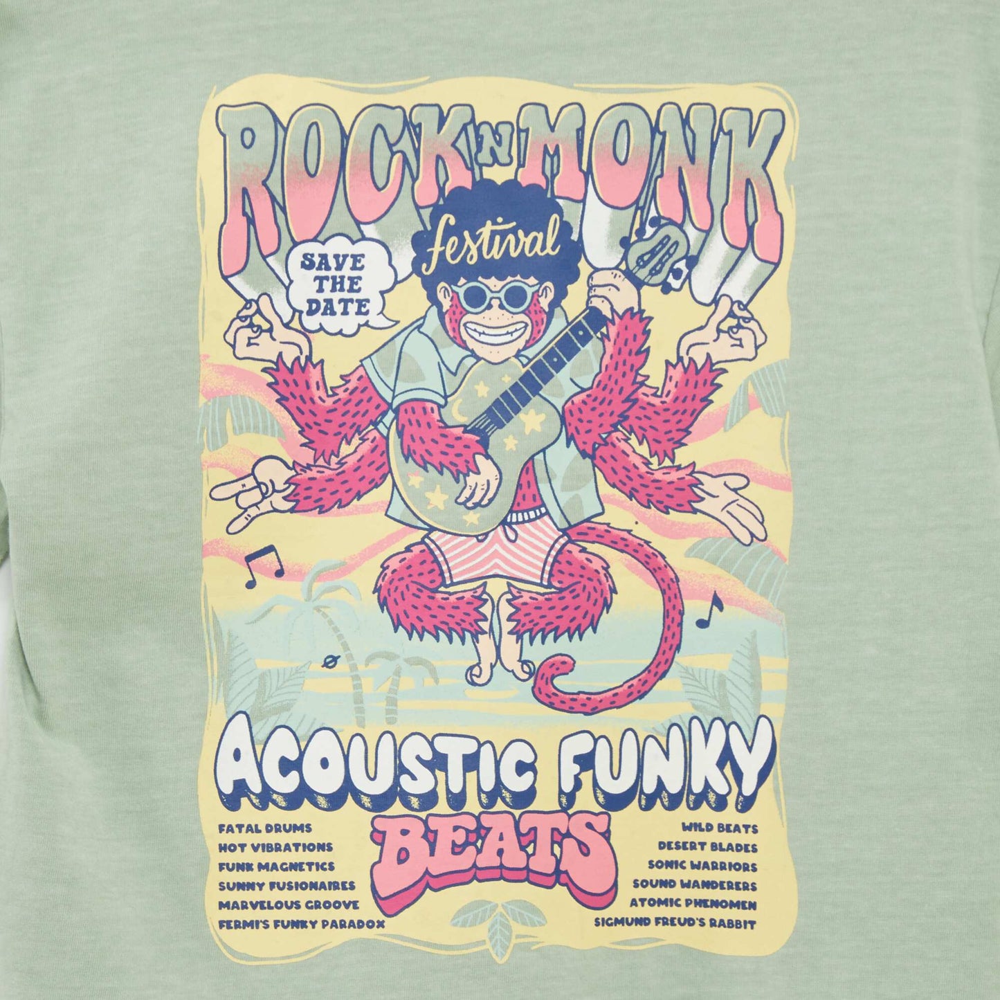 Short-sleeved T-shirt with a rock festival vibe GREEN