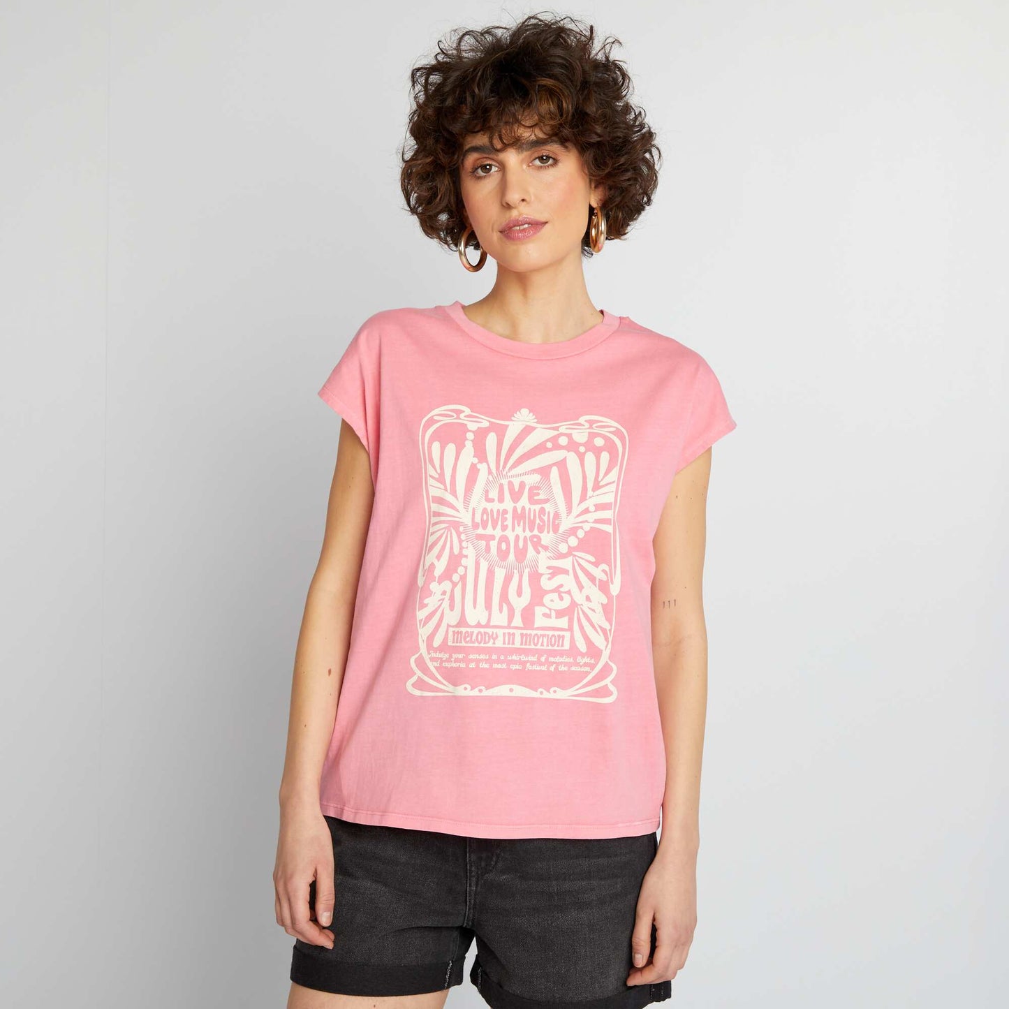 Festival theme printed T-shirt PINK