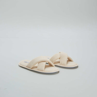 Cotton gauze mule slippers BEIGE