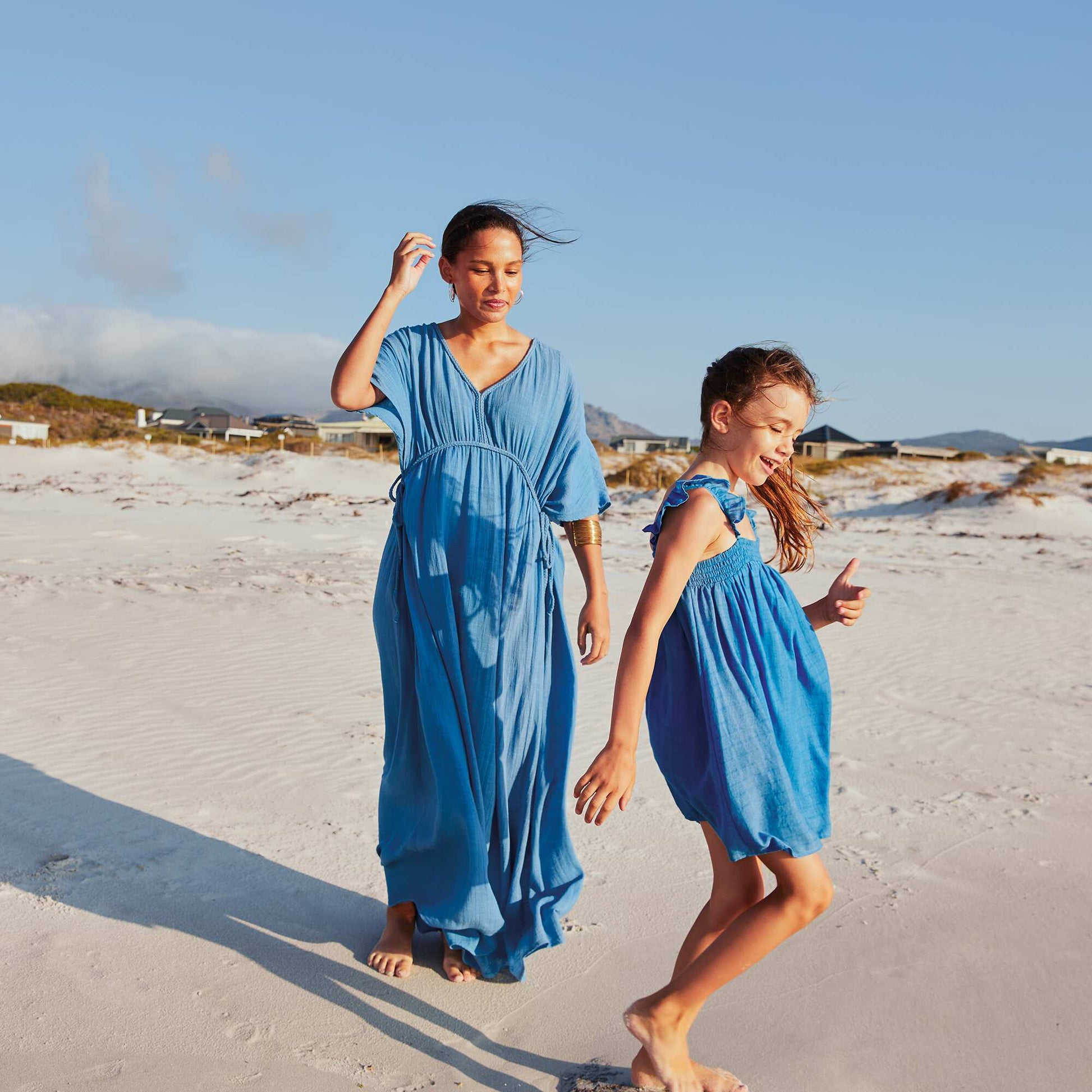 Long double cotton gauze dress blue Kiabi Malte Long double cotton gauze dress blue Kiabi Malte