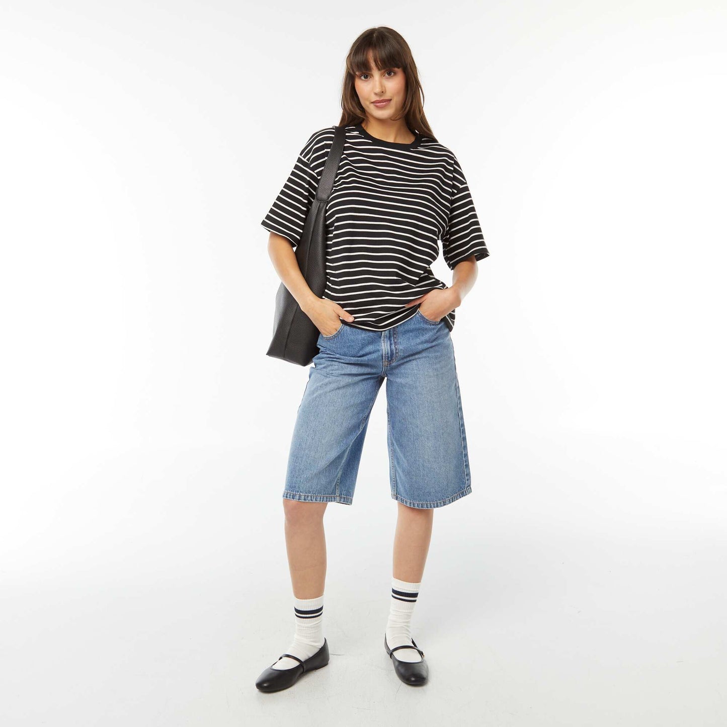 Oversized round neck T-shirt BLACK