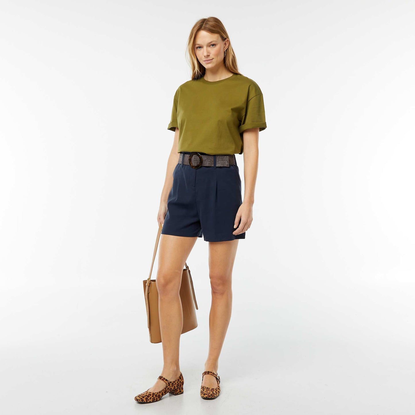 Oversized round neck T-shirt KHAKI