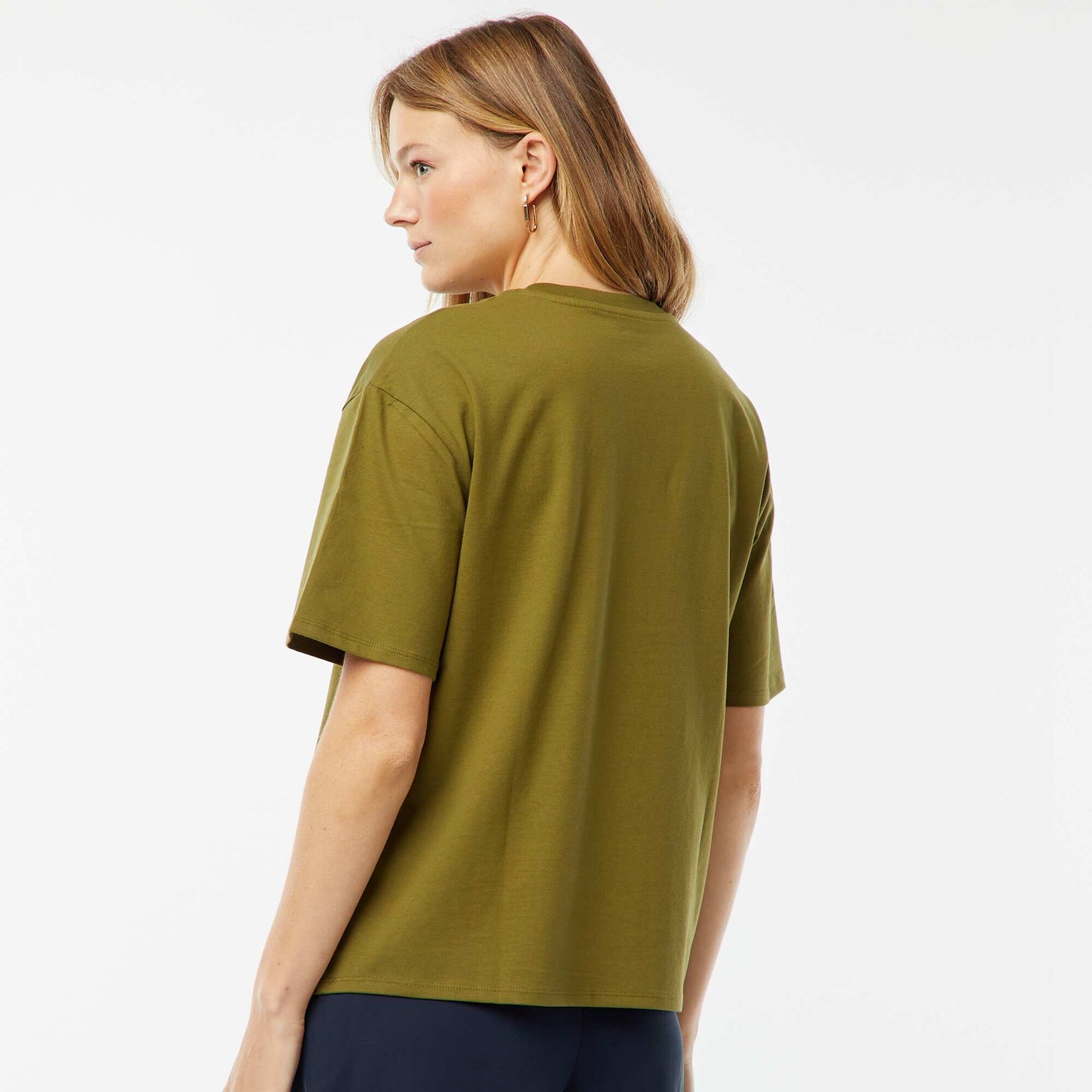 Oversized round neck T-shirt KHAKI