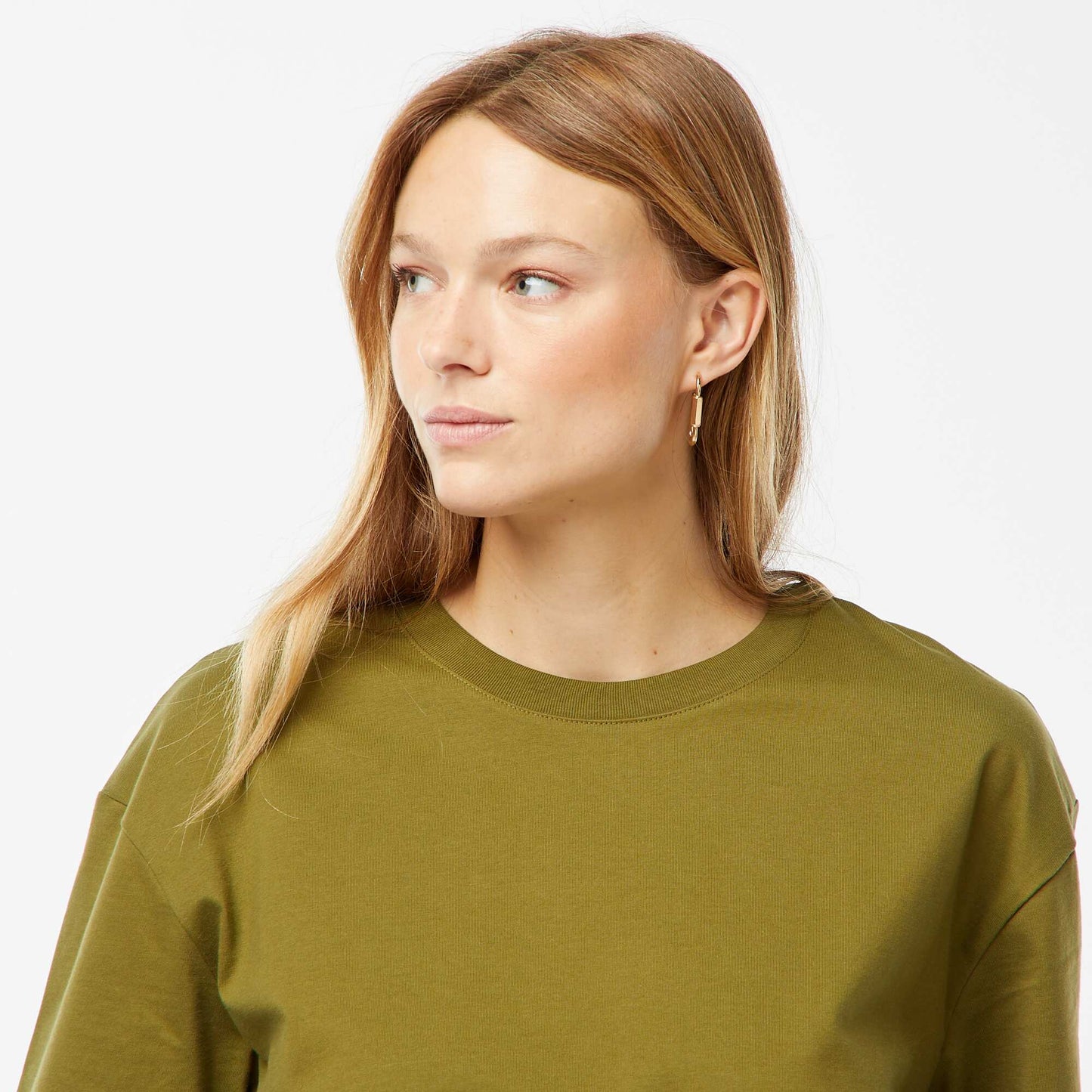 Oversized round neck T-shirt KHAKI