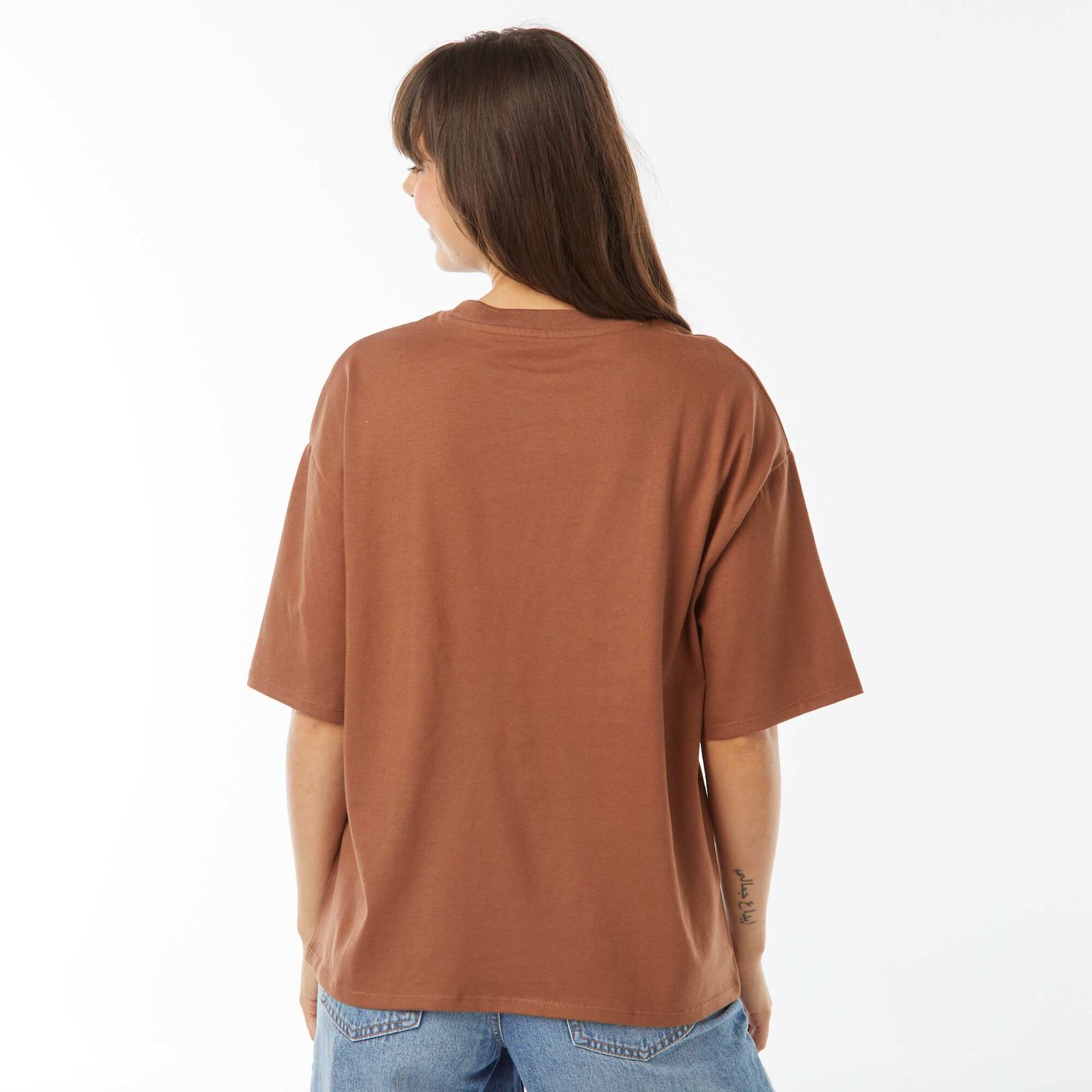 Oversized round neck T-shirt BROWN
