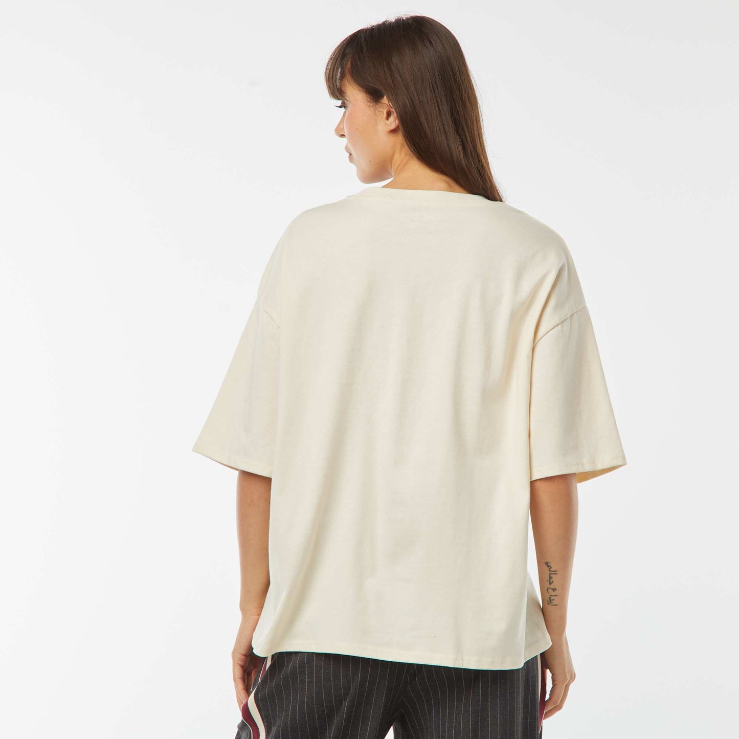 Oversized round neck T-shirt BEIGE