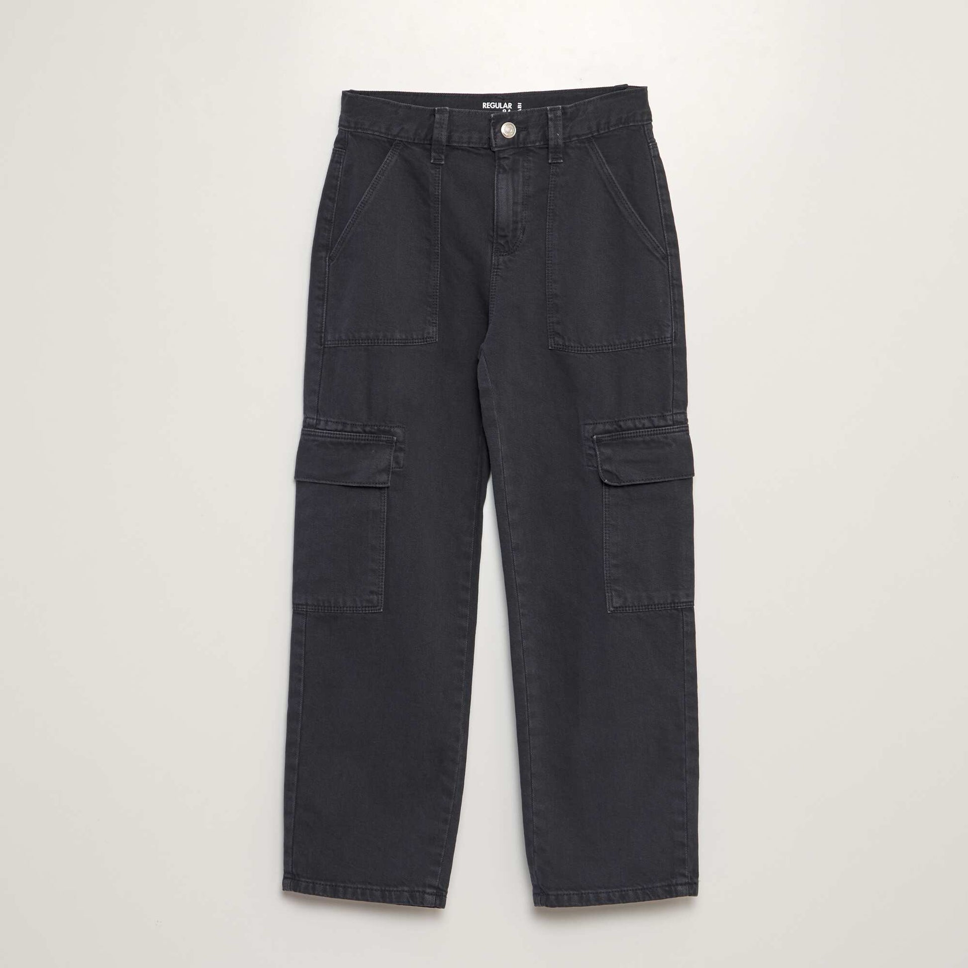 Multi-pocket denim trousers BLACK