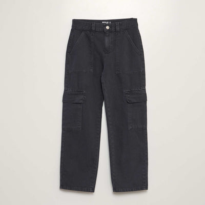 Multi-pocket denim trousers BLACK