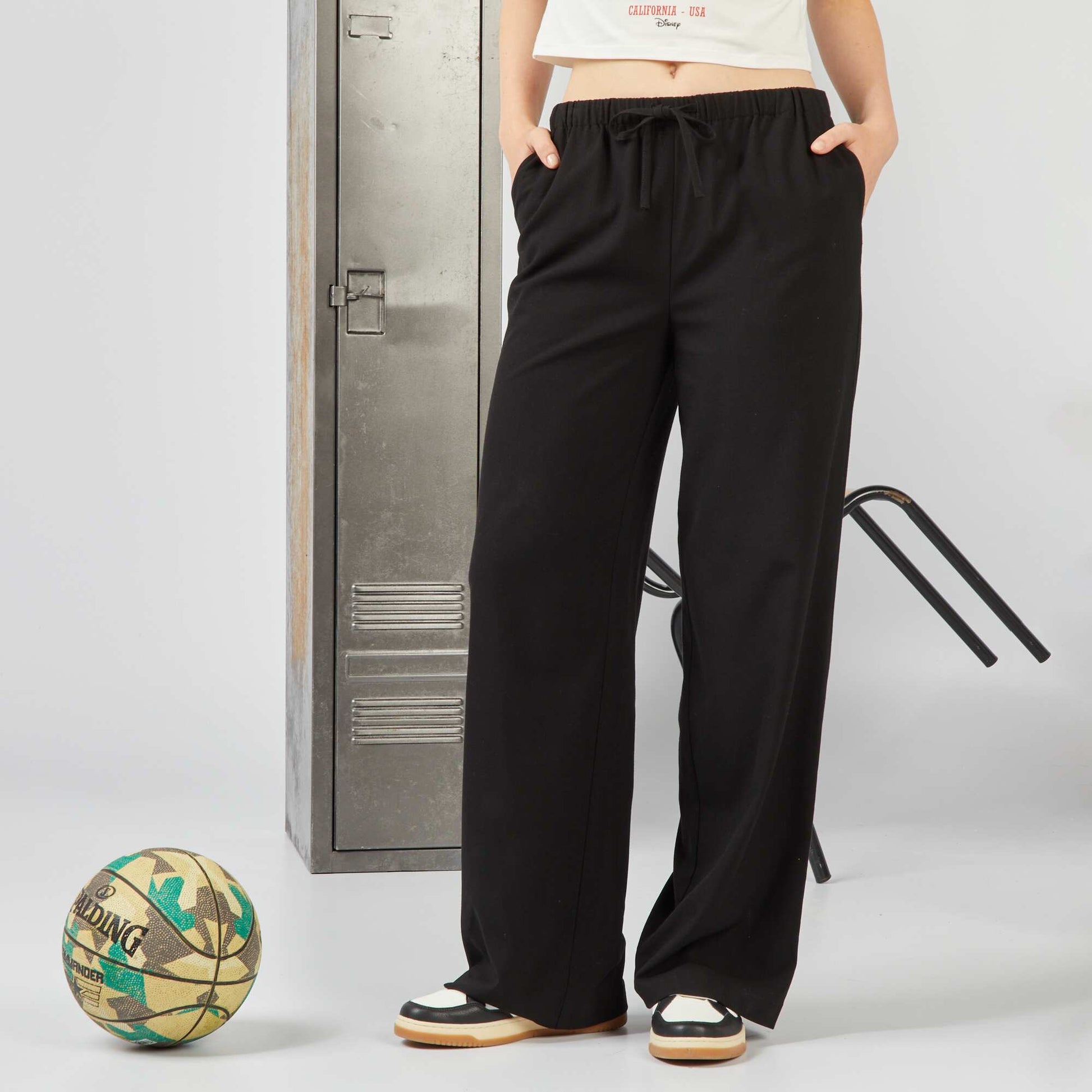 Plain wide-leg trousers black – Kiabi Malte - Main Image