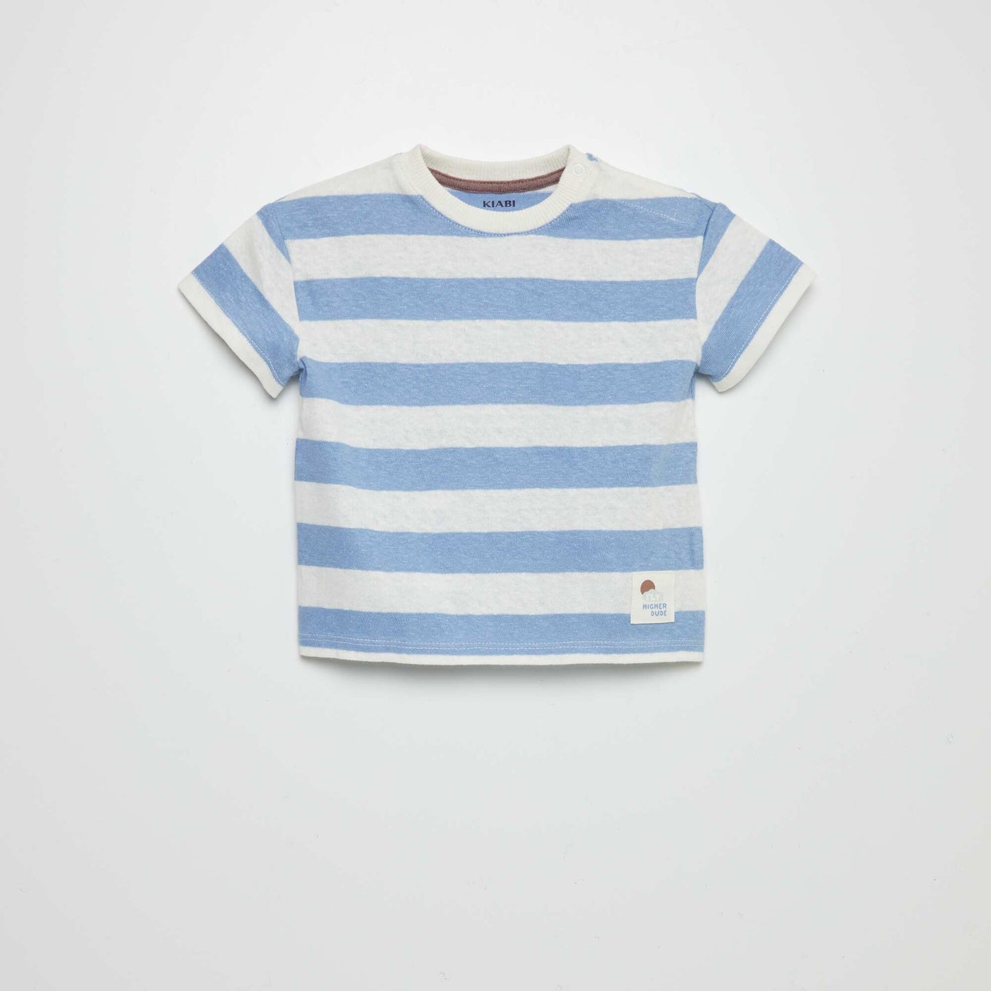 Lightweight linen blend T-shirt BLUE