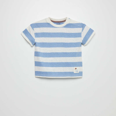 Lightweight linen blend T-shirt BLUE