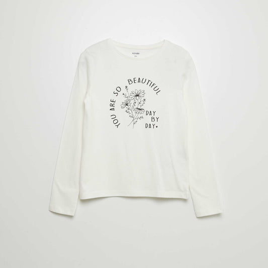 Printed cotton T-shirt WHITE