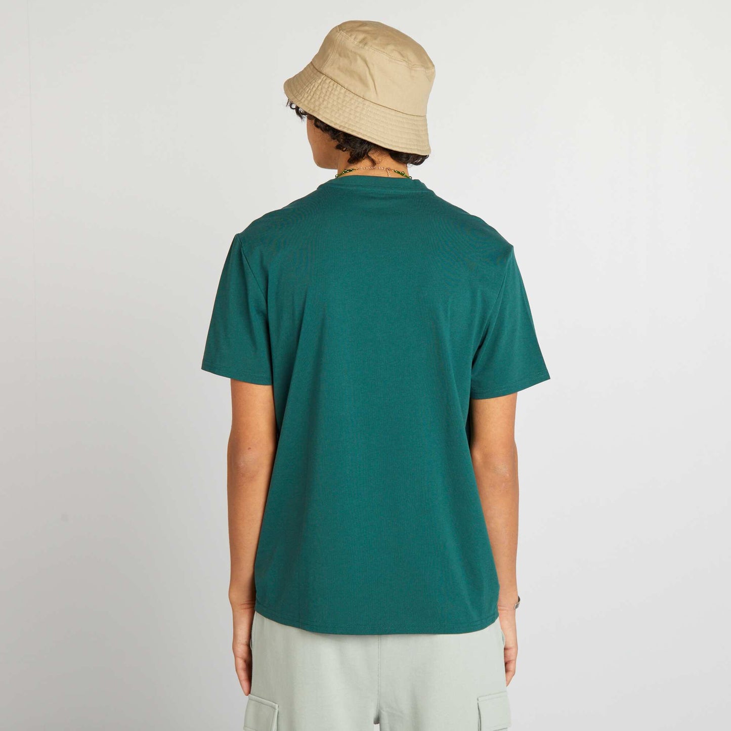 Round-neck jersey 'New York' T-shirt GREEN