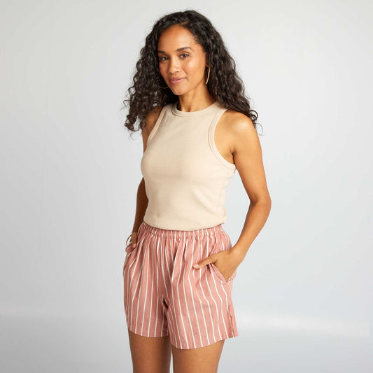 Striped poplin shorts ORANGE