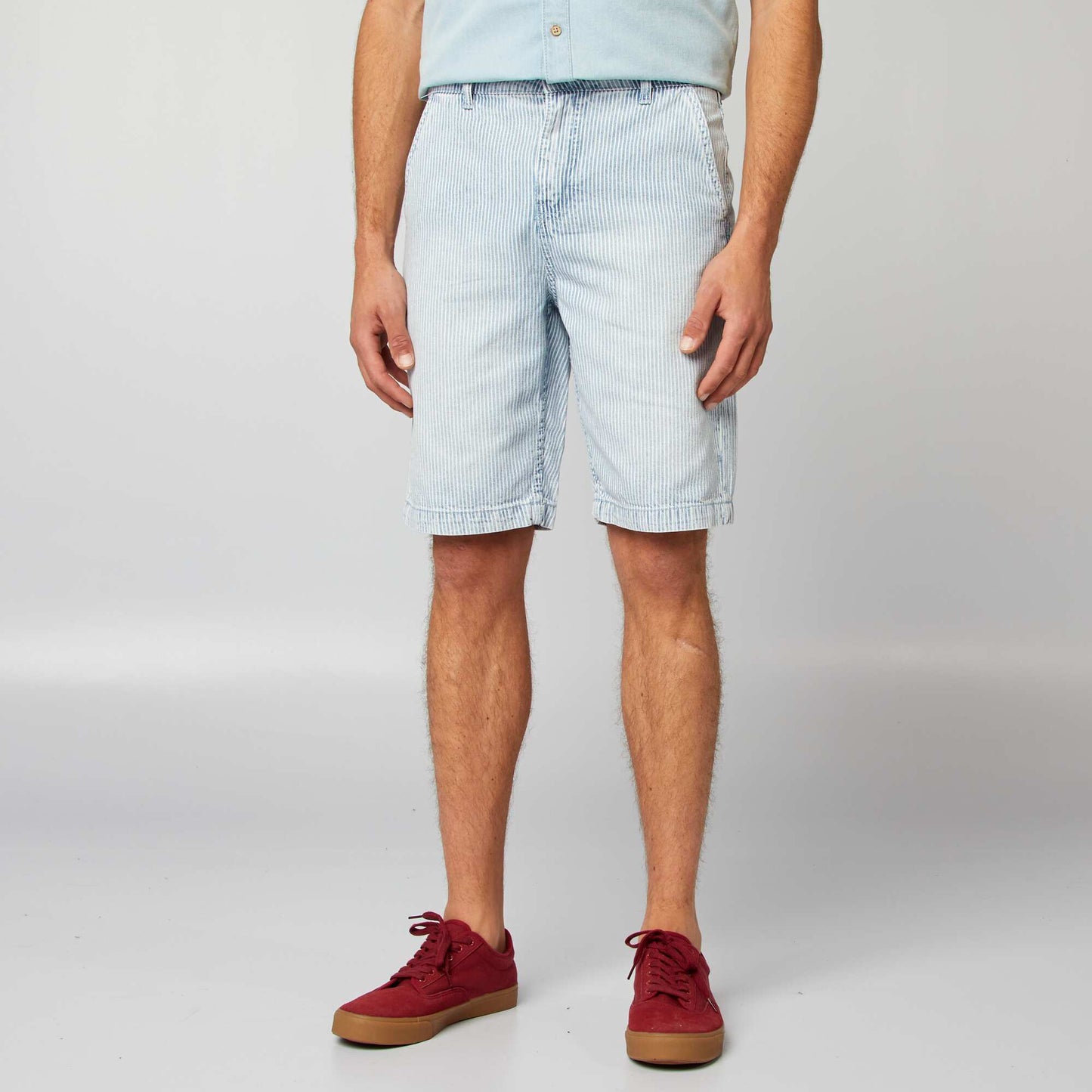 Striped denim Bermuda shorts BLUE