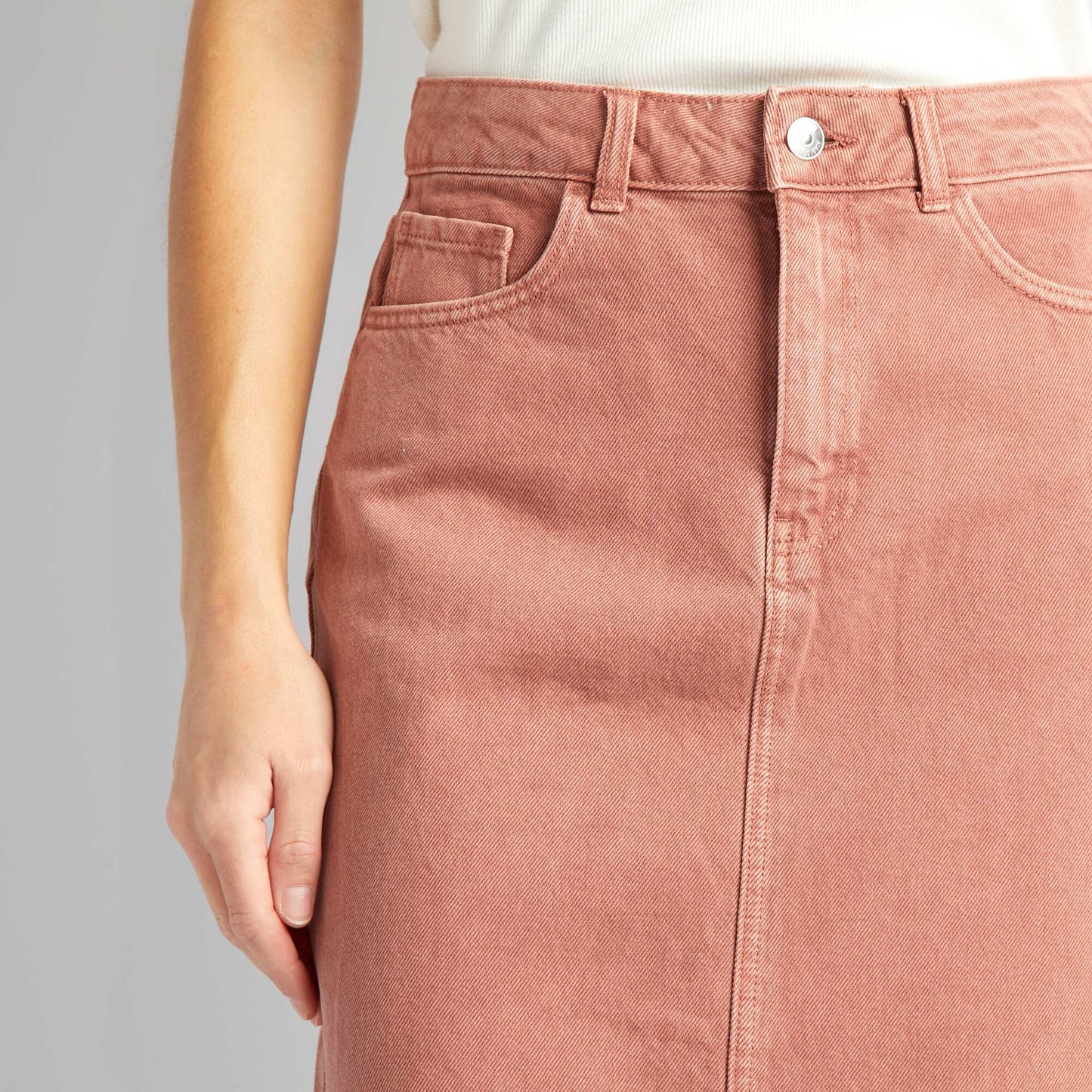 Denim midi skirt PINK