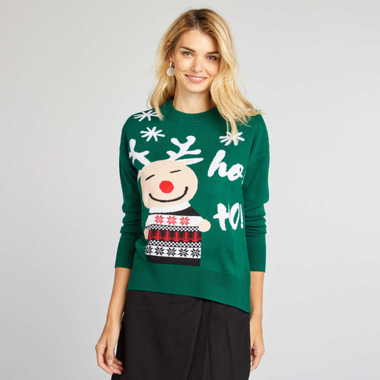 Reindeer Christmas jumper GREEN