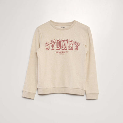 Sweatshirt with round neck BEIGE