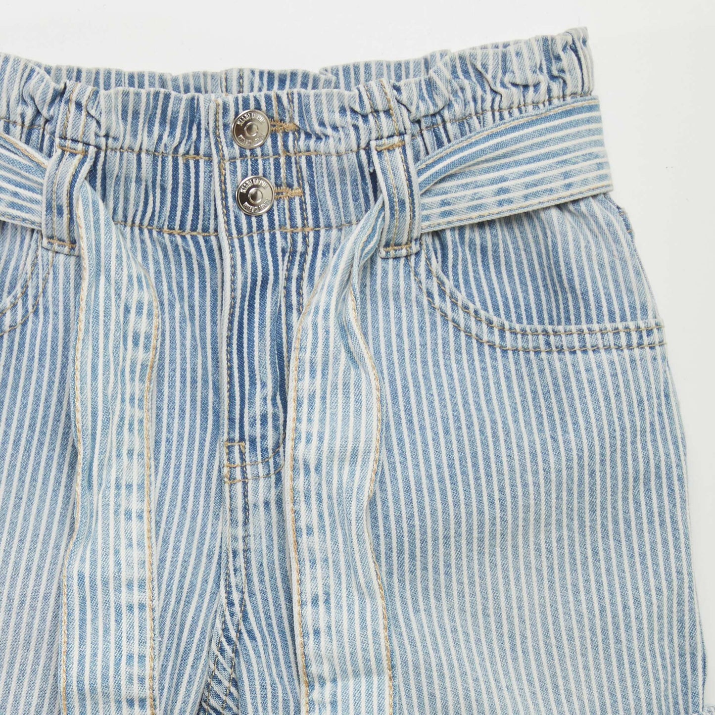 Striped denim shorts BLUE