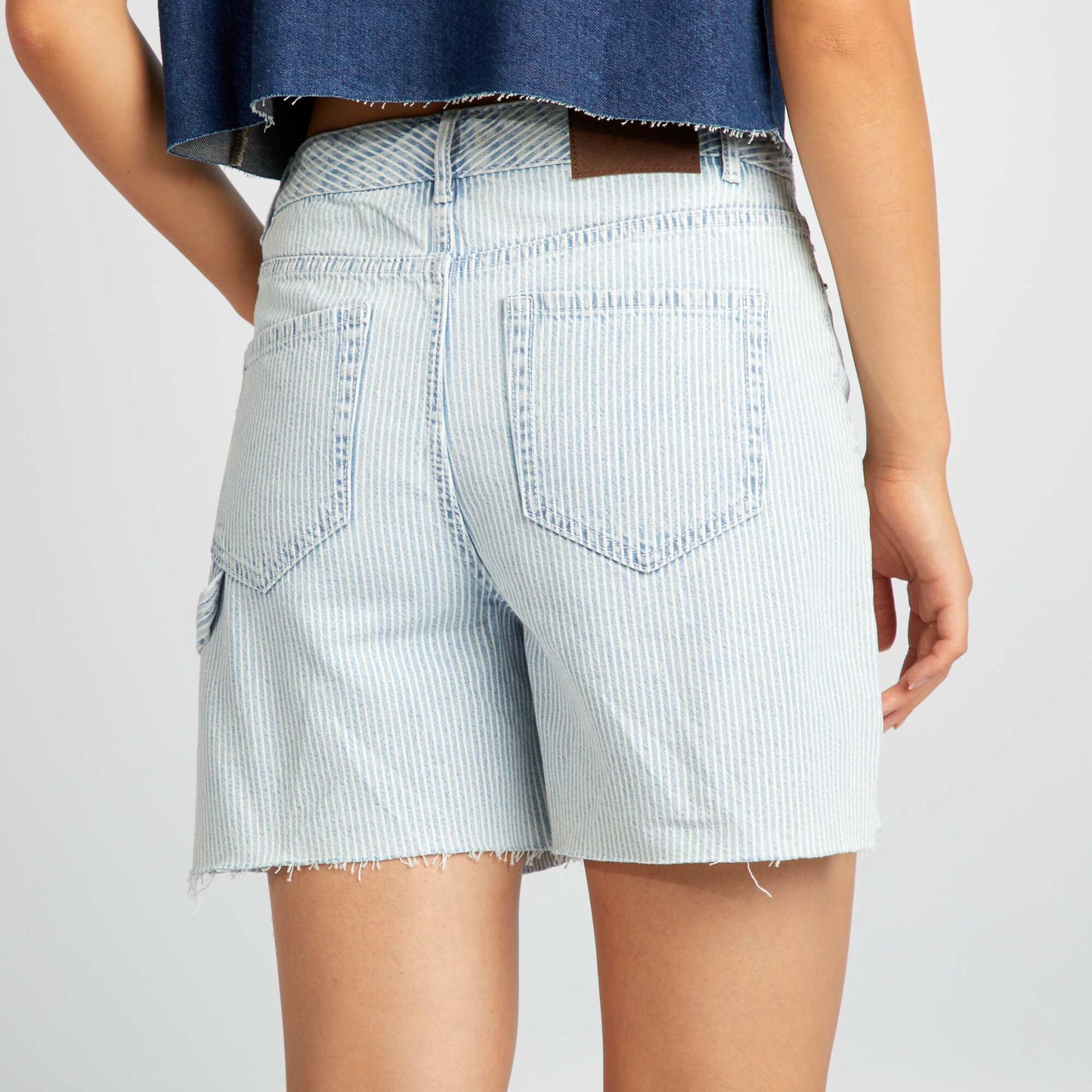 Carpenter-style denim shorts BLUE