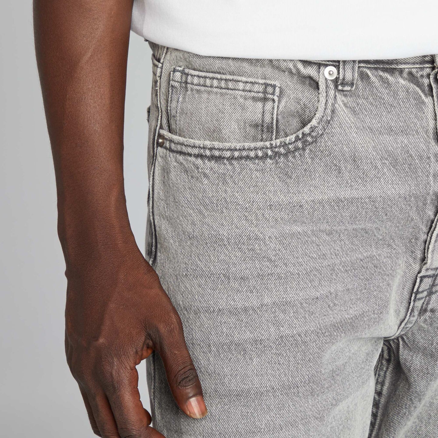 Straight-leg five-pocket denim trousers GREY