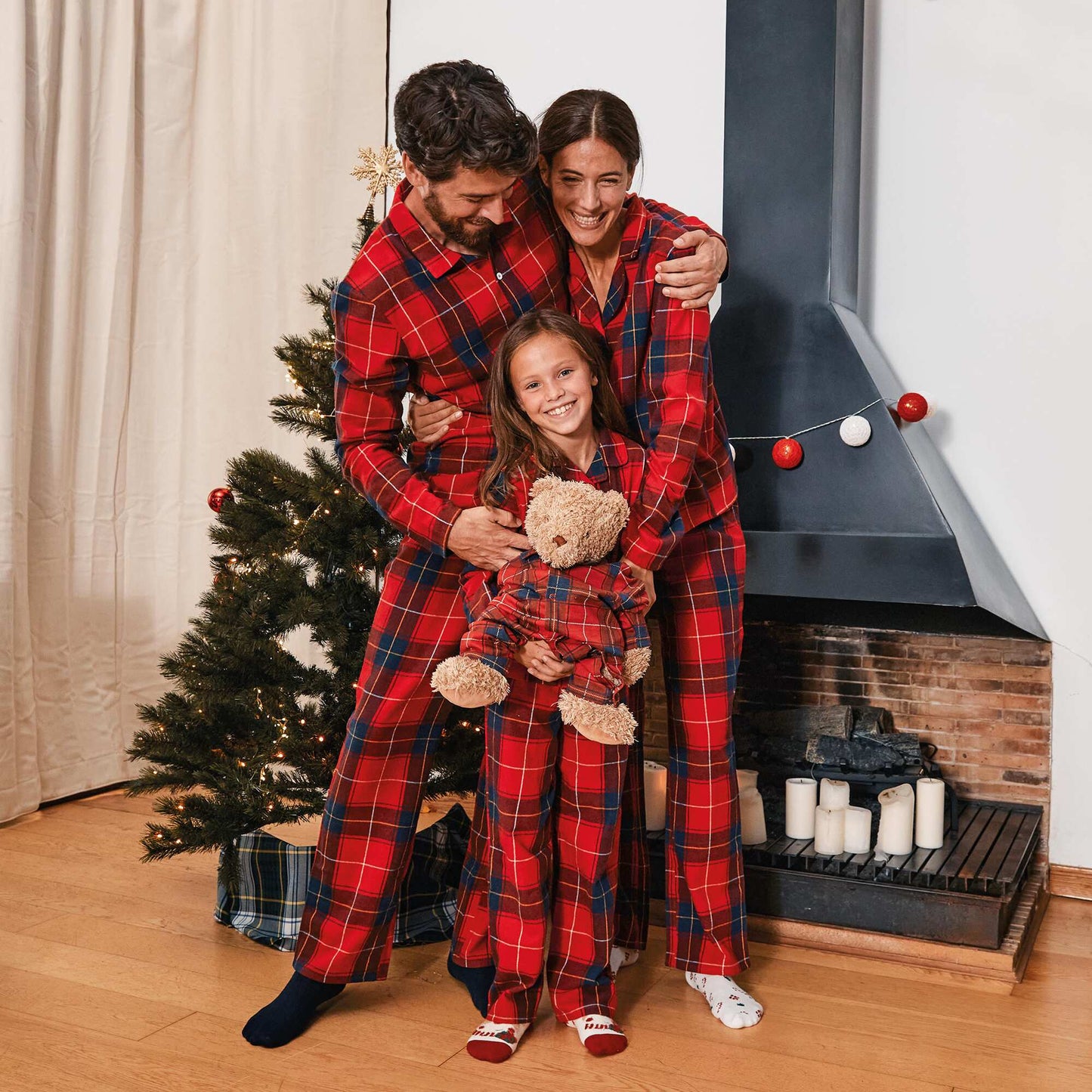 Long checked pyjamas - 2-piece set RED