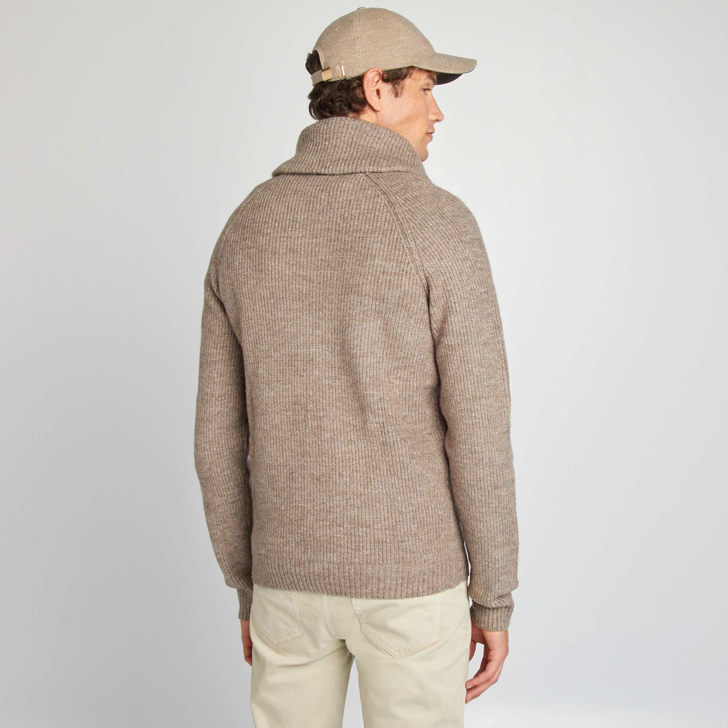 Wool-blend shawl-collar sweater BEIGE