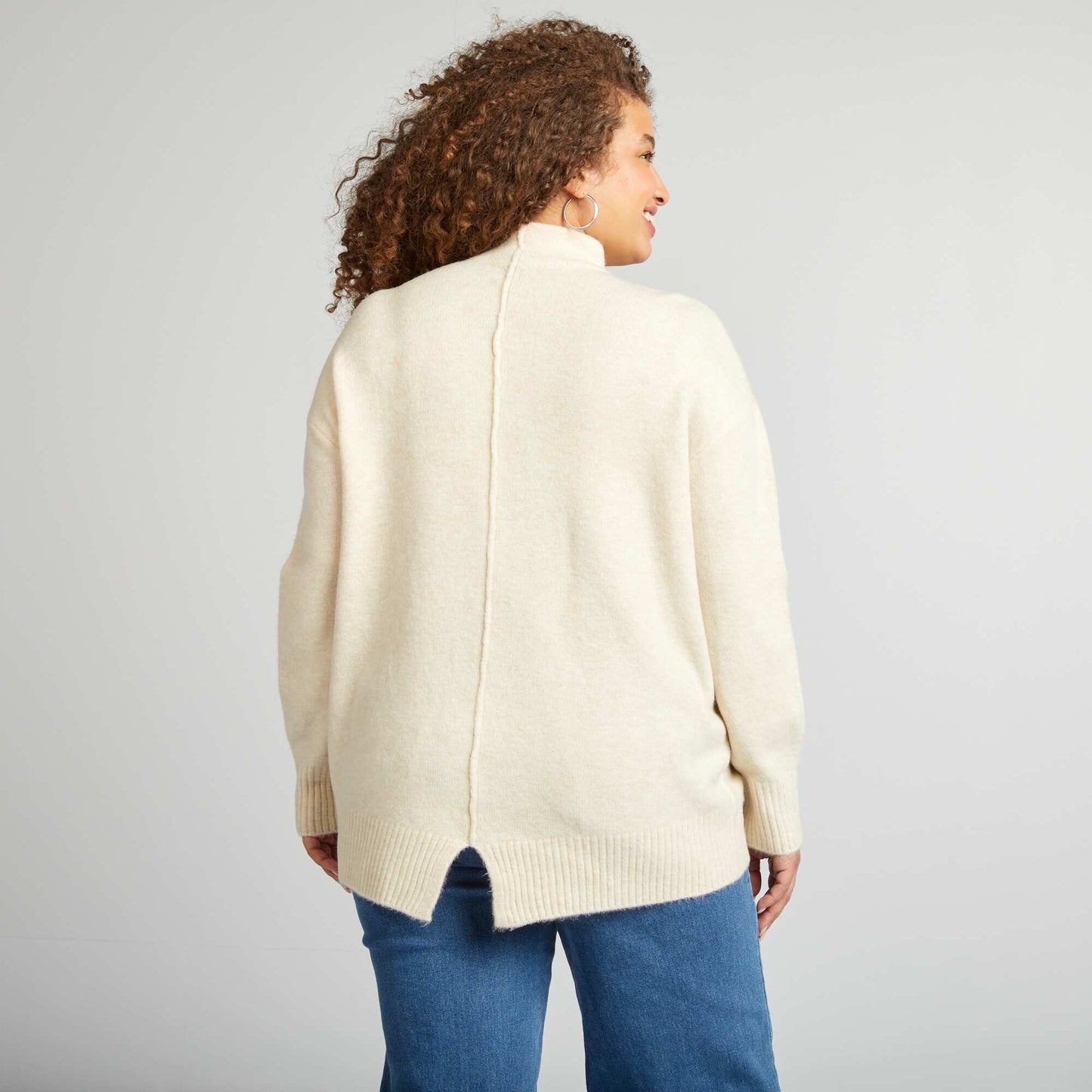 Long soft knit jumper BEIGE