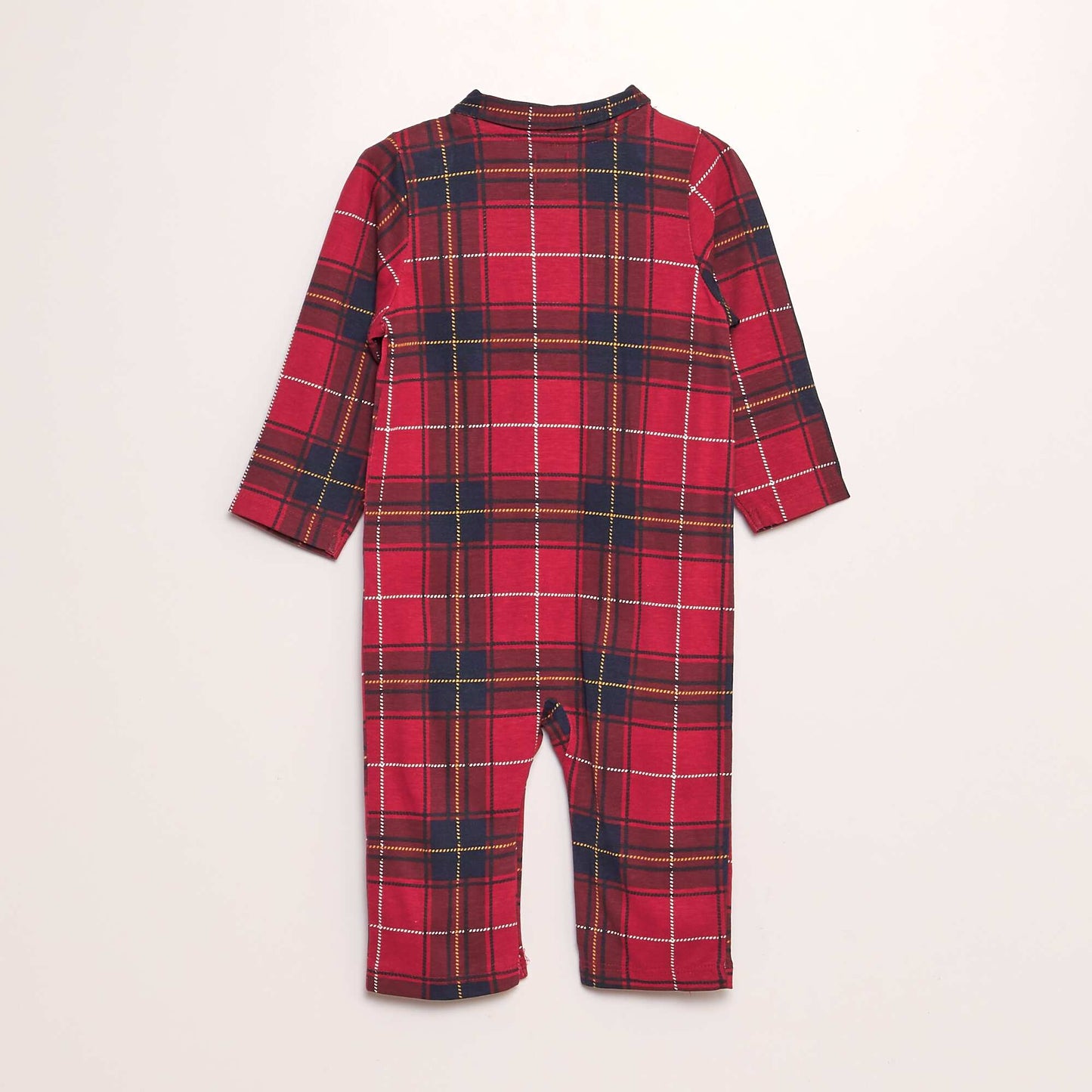 Checked sleepsuit with shirt collar RED