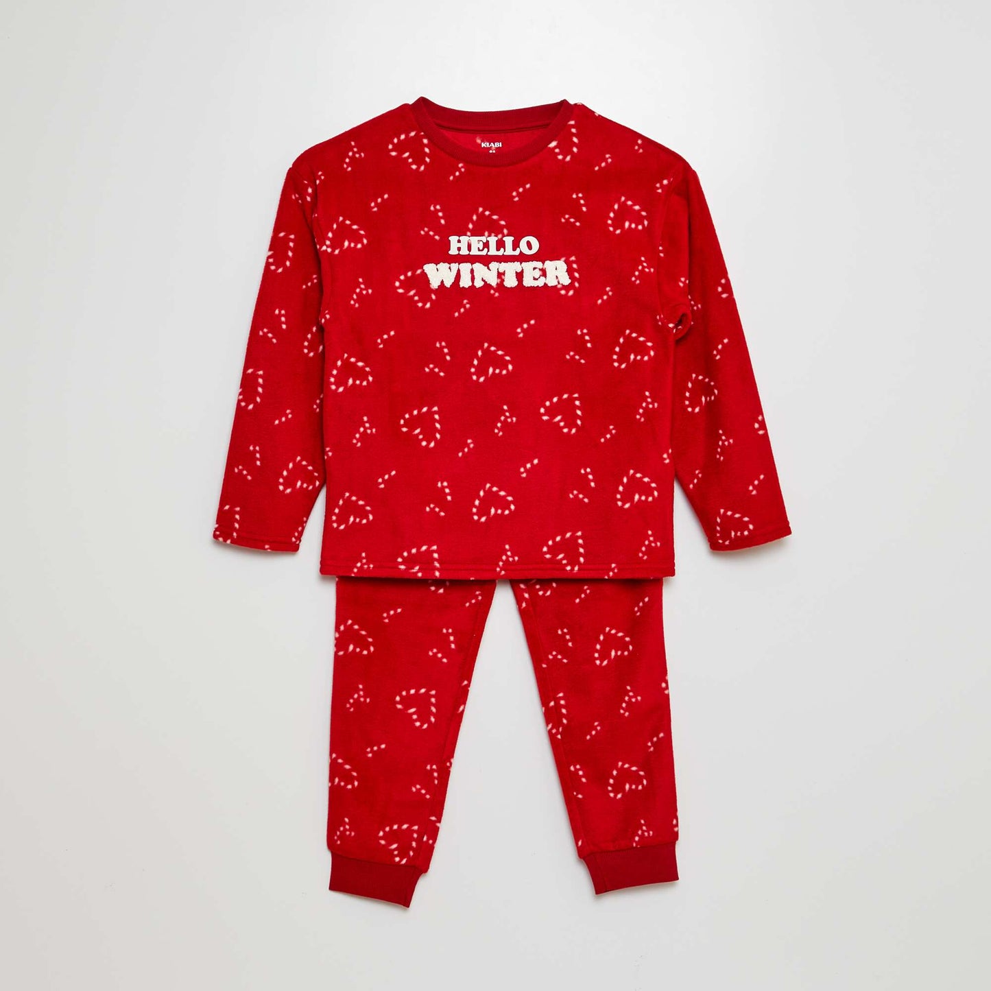 Winter long fleece pyjamas - 2-piece set RED