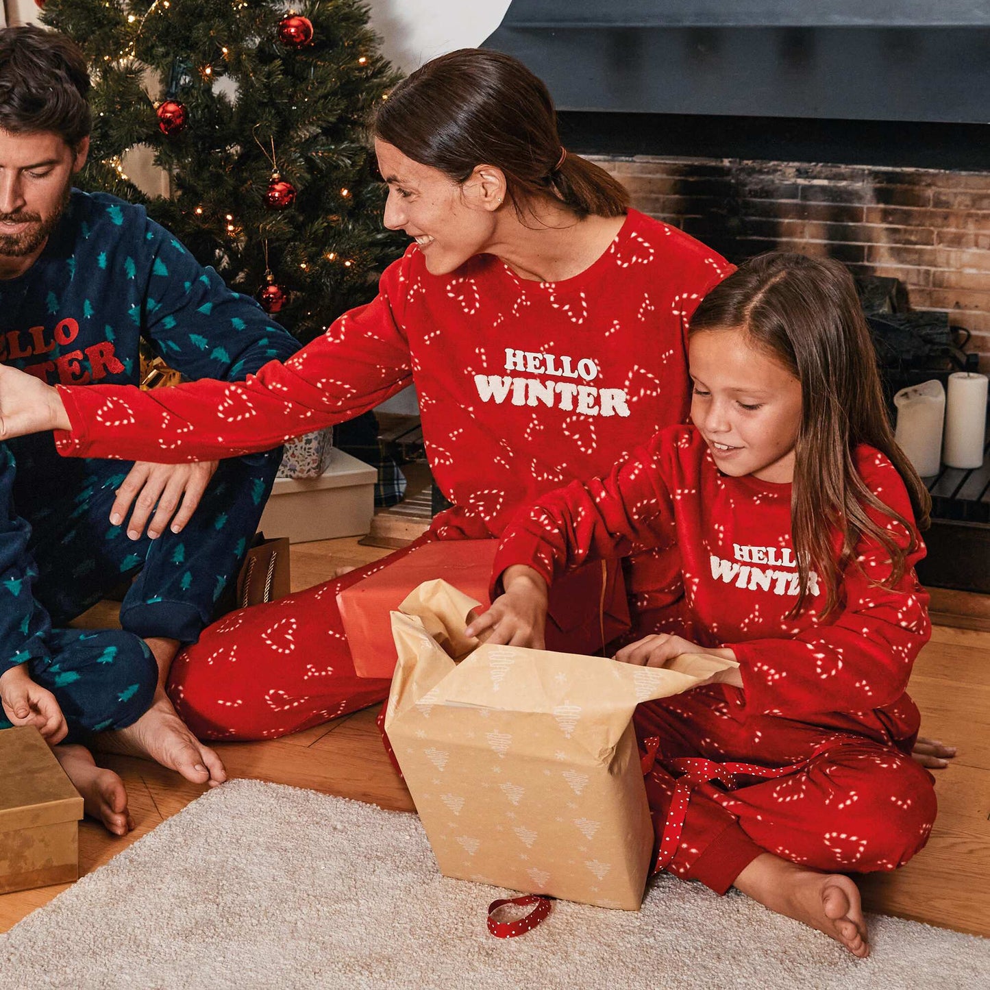 Winter long fleece pyjamas - 2-piece set RED