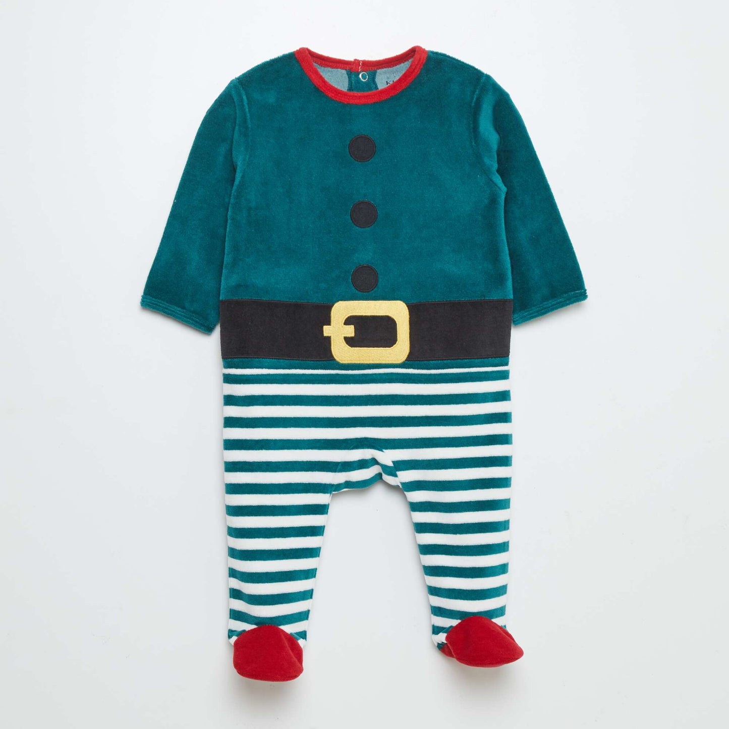 Christmas velour sleepsuit with bib GREEN