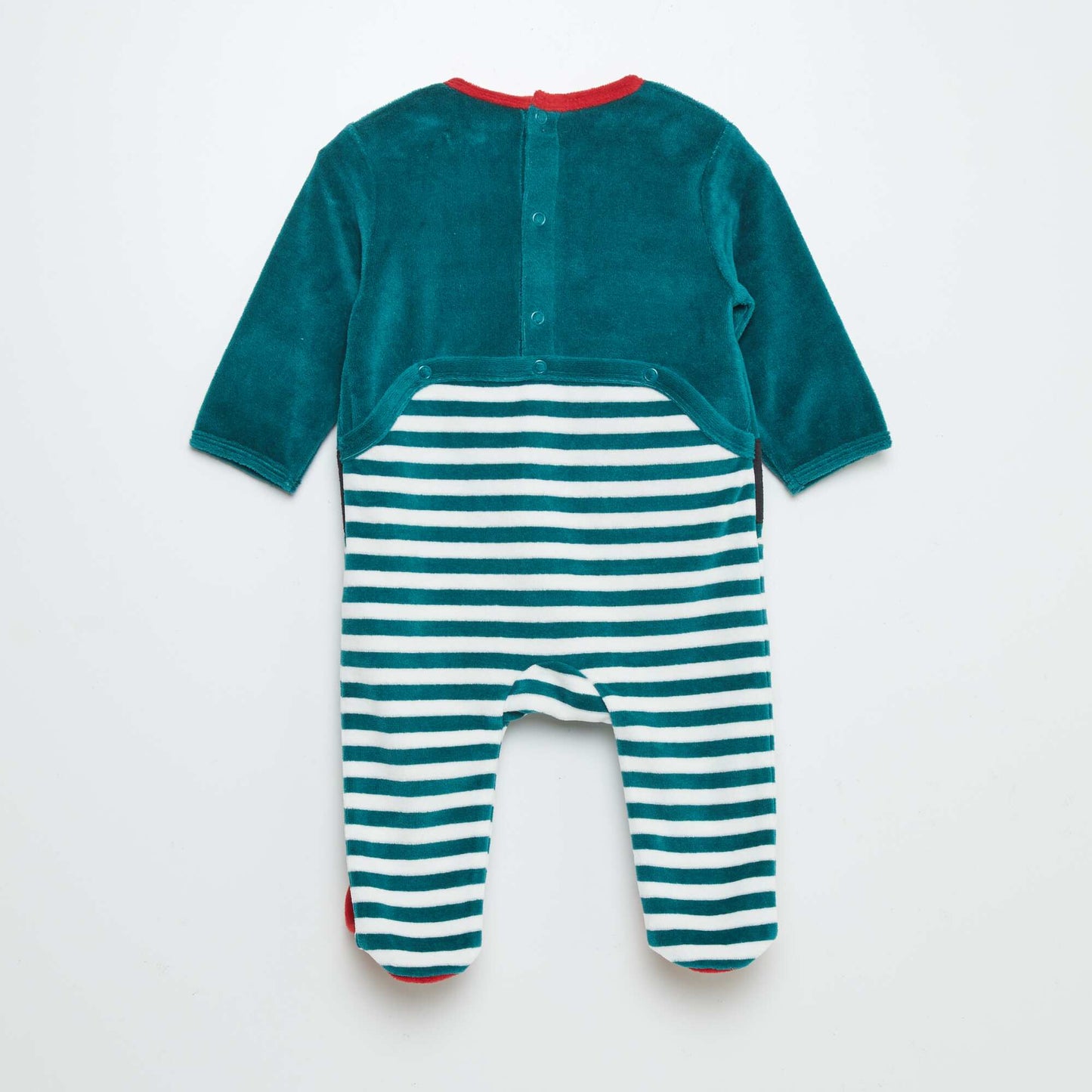 Christmas velour sleepsuit with bib GREEN