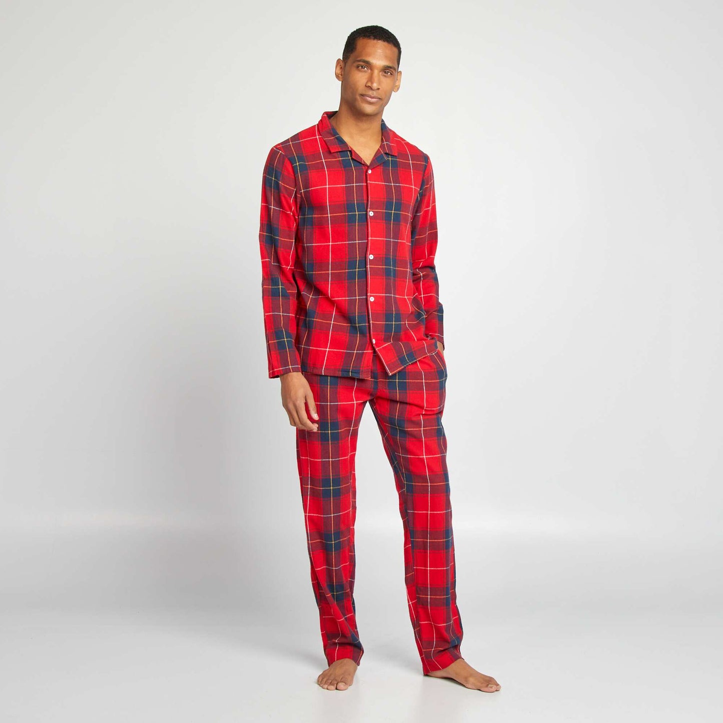 Long checked pyjamas - 2-piece set RED