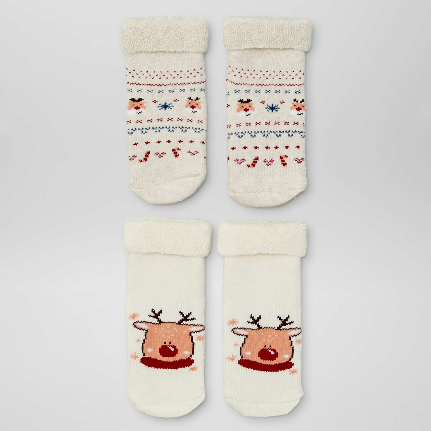 Chunky knit Christmas socks - Pack of 2 BEIGE