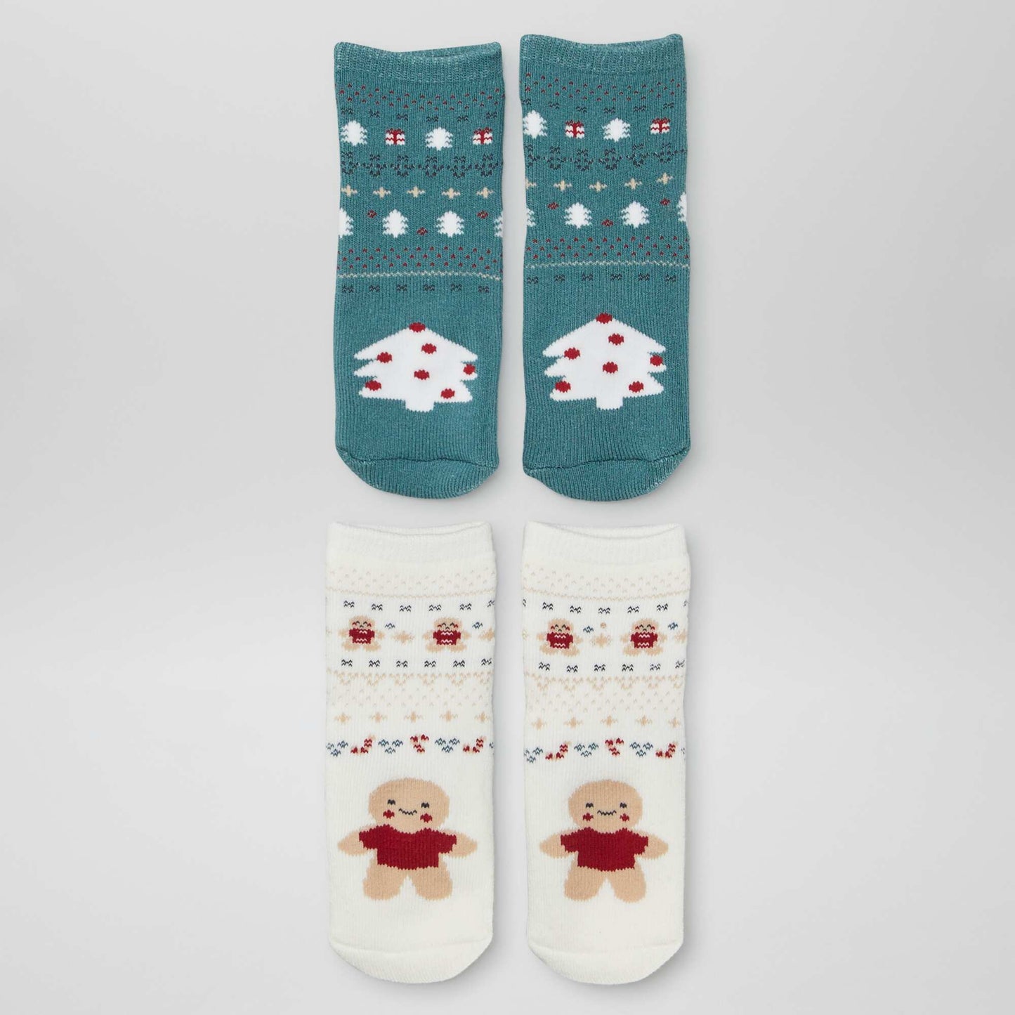 Christmas slip-resistant socks - Pack of 2 GREEN