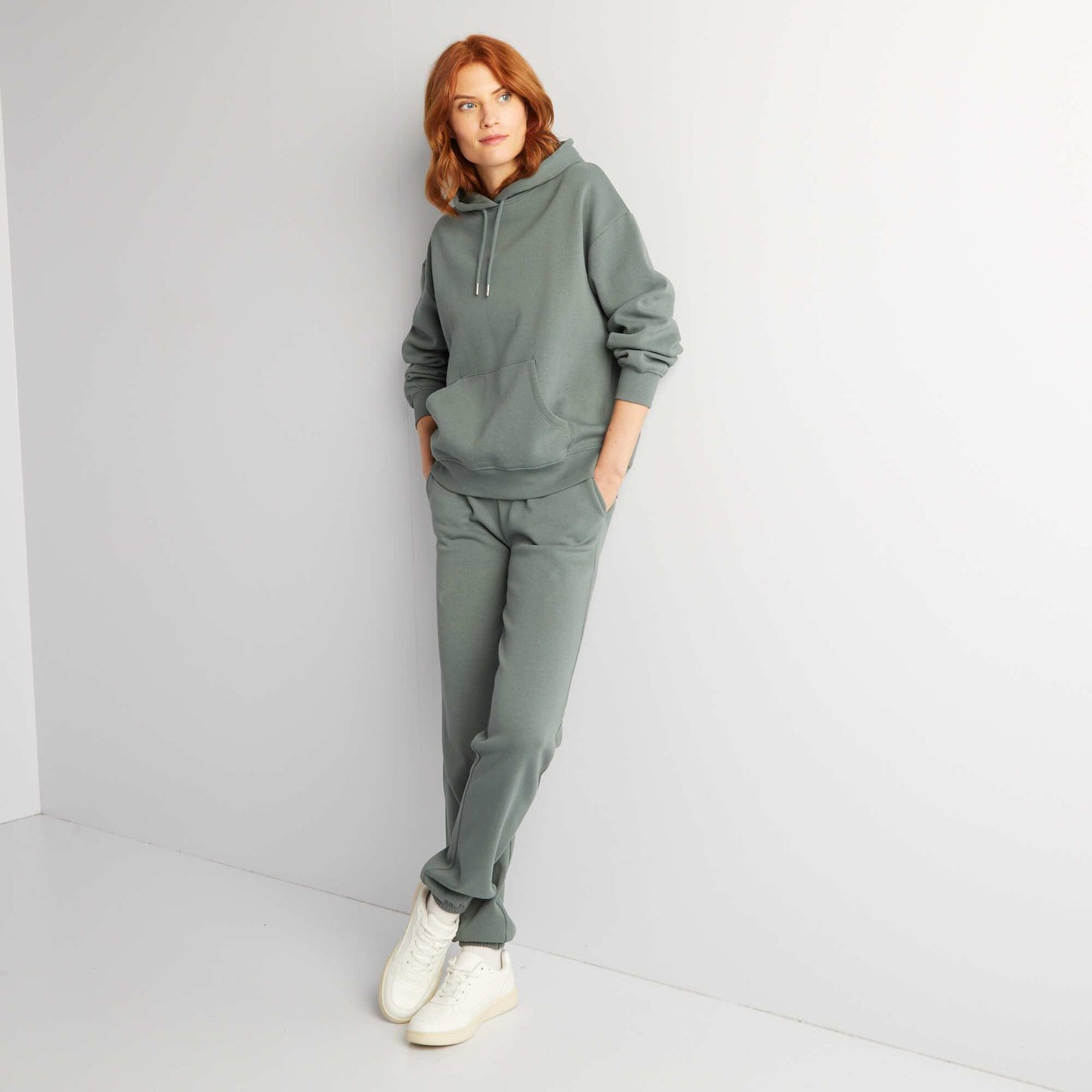 Basic sweatshirt fabric joggers GREEN