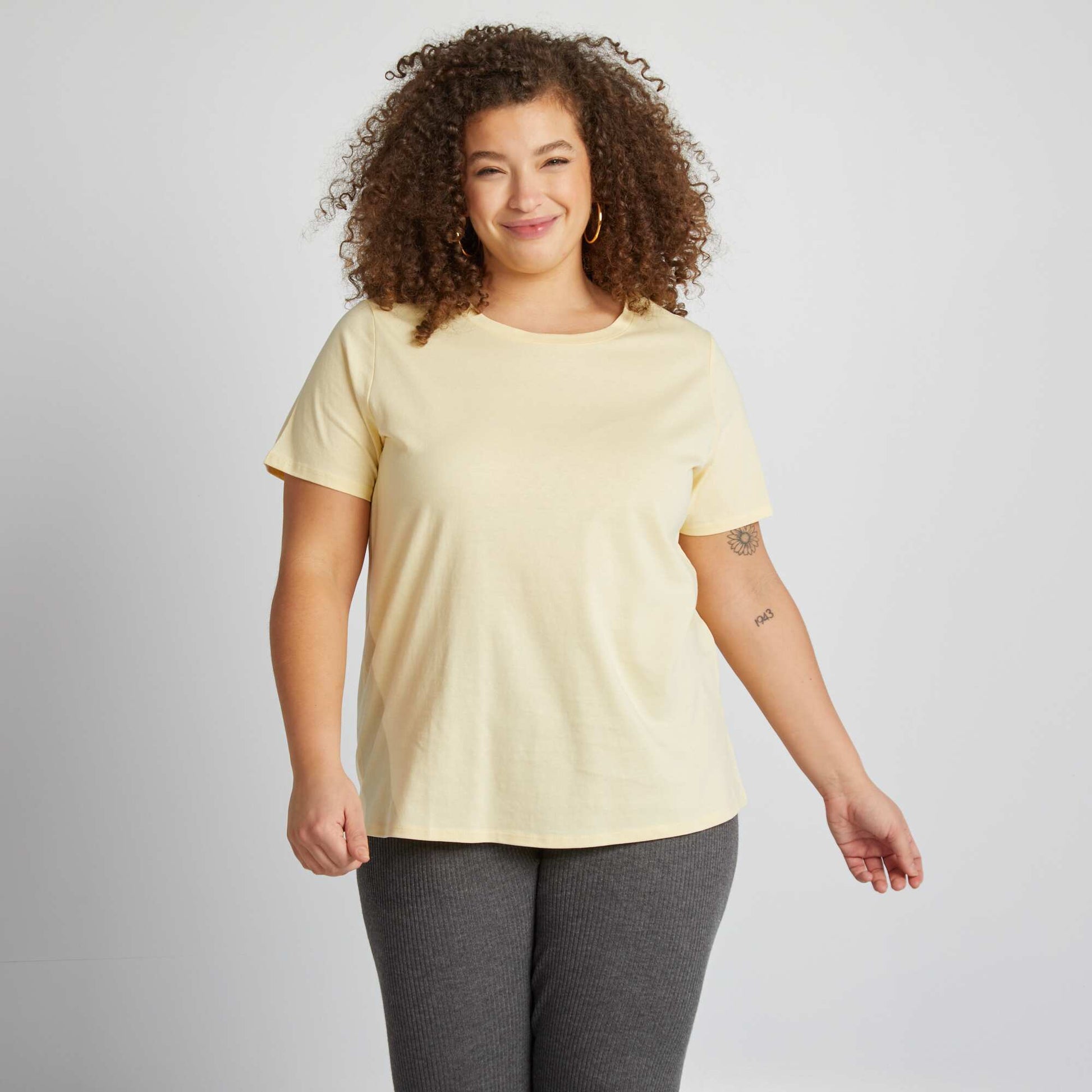 Short-sleeved jersey knit T-shirt YELLOW
