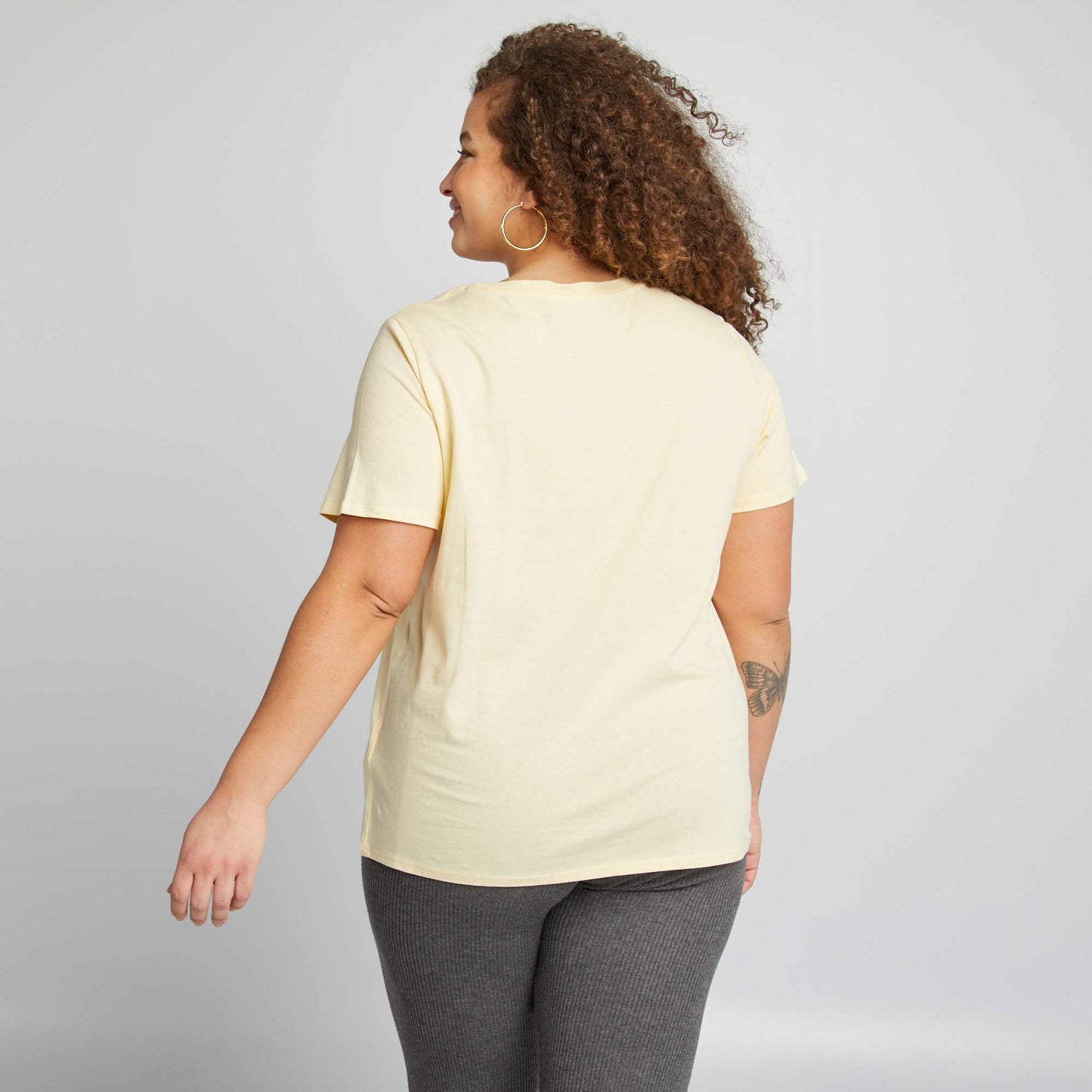 Short-sleeved jersey knit T-shirt YELLOW