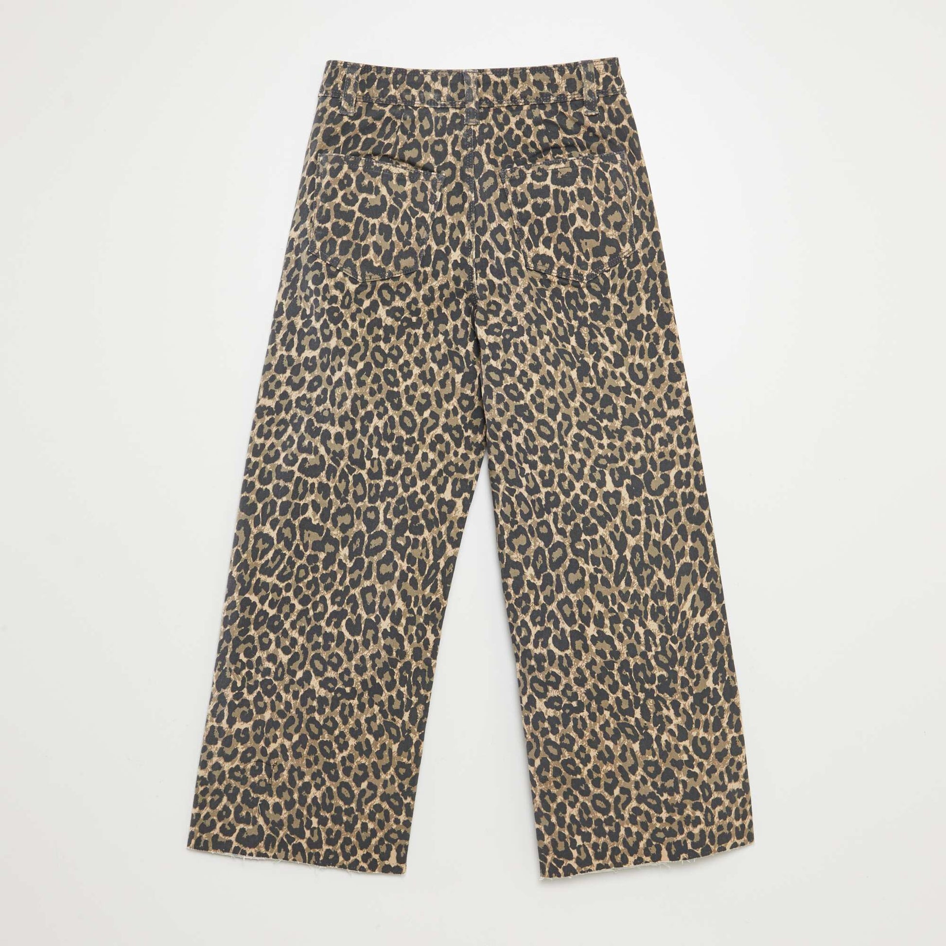 Wide-leg denim trousers BEIGE