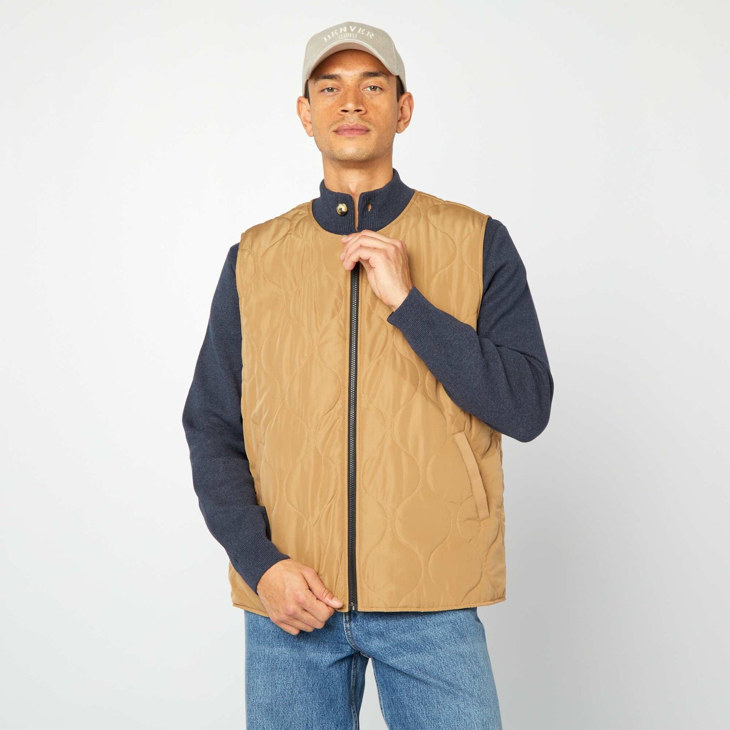 Mid-length trench coat with quilted bodywarmer inside BEIGE