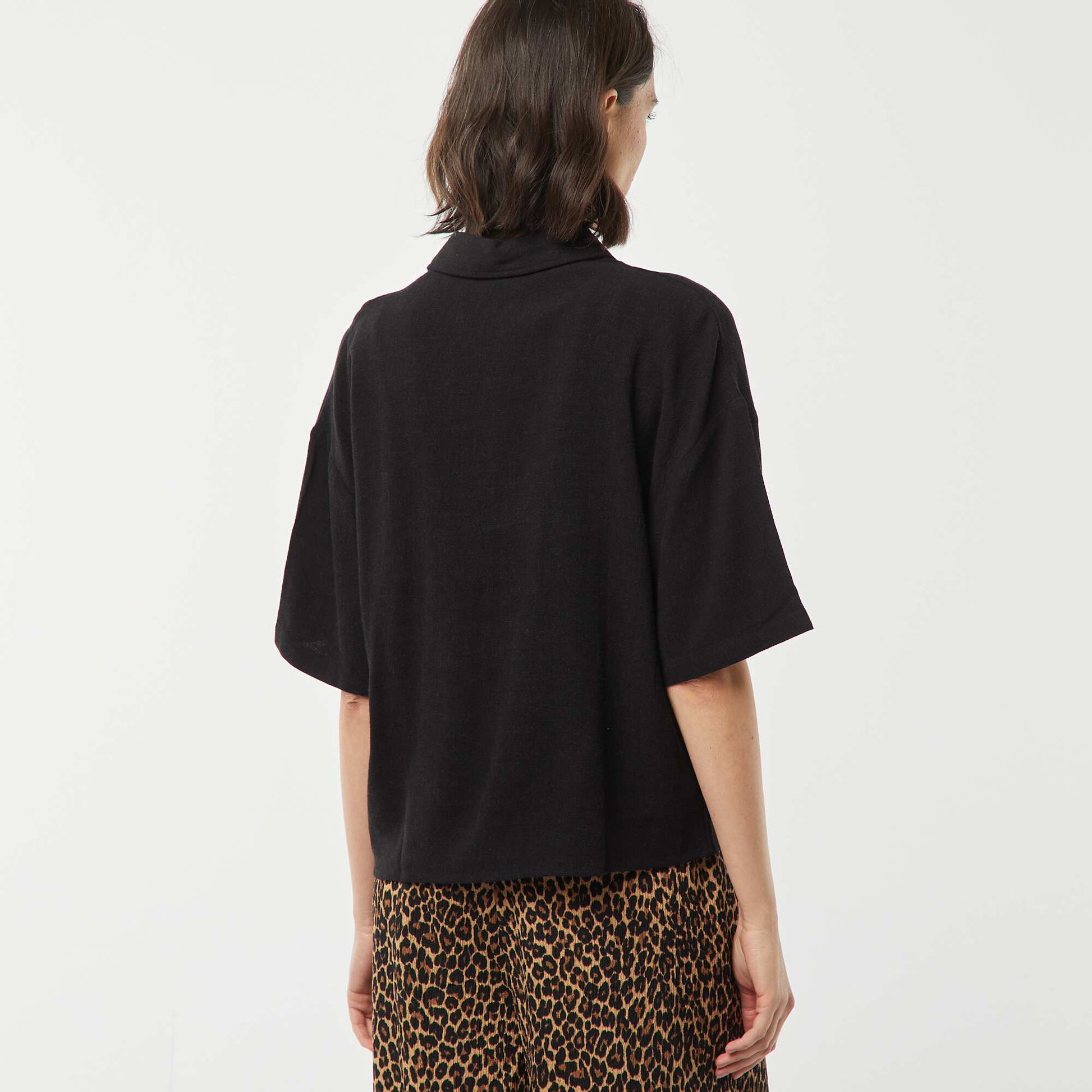 Oversized linen blouse BLACK