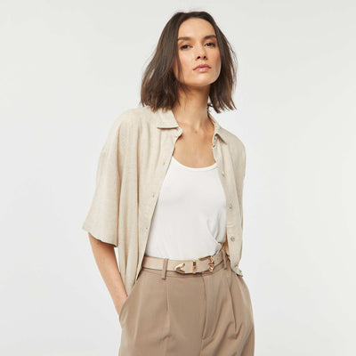 Oversized linen blouse WHITE